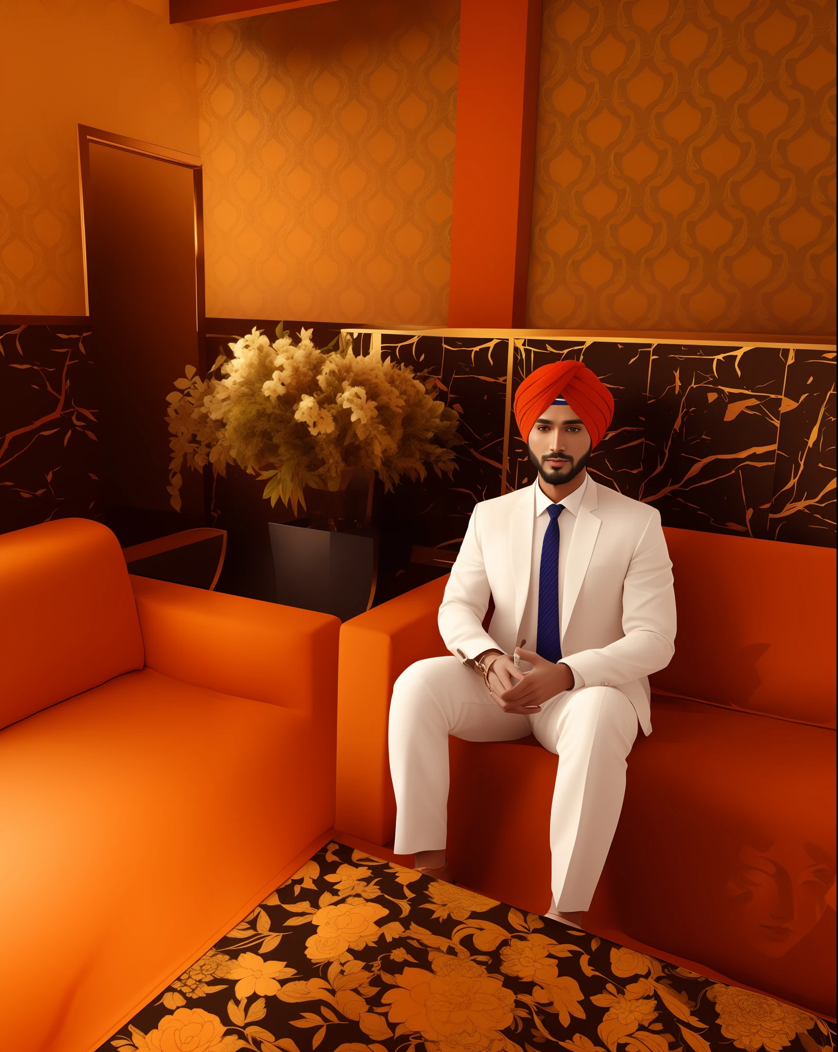 Change background, do not change face and turban, face and turban stays same, 8k , avatar type for profile photo, realistic face.