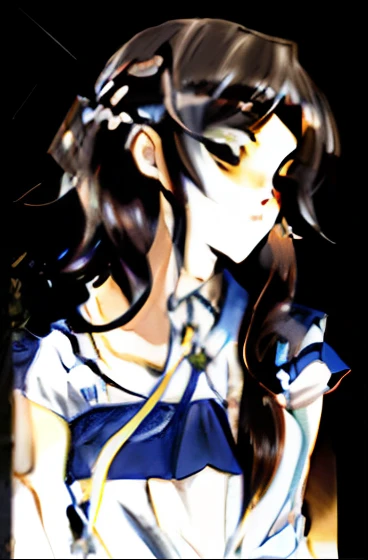 a drawing of a girl with long hair and a dress, clean anime outlines, anime style drawing, Anime girl with long hair, Anime Paintings, 《animemanga girl》, manga drawing, an anime drawing, comic drawing, Realistic young anime girl, perfect lineart, female anime character, anime sketch, up of young anime girl，brown  hair，blue skirts，blue clothes