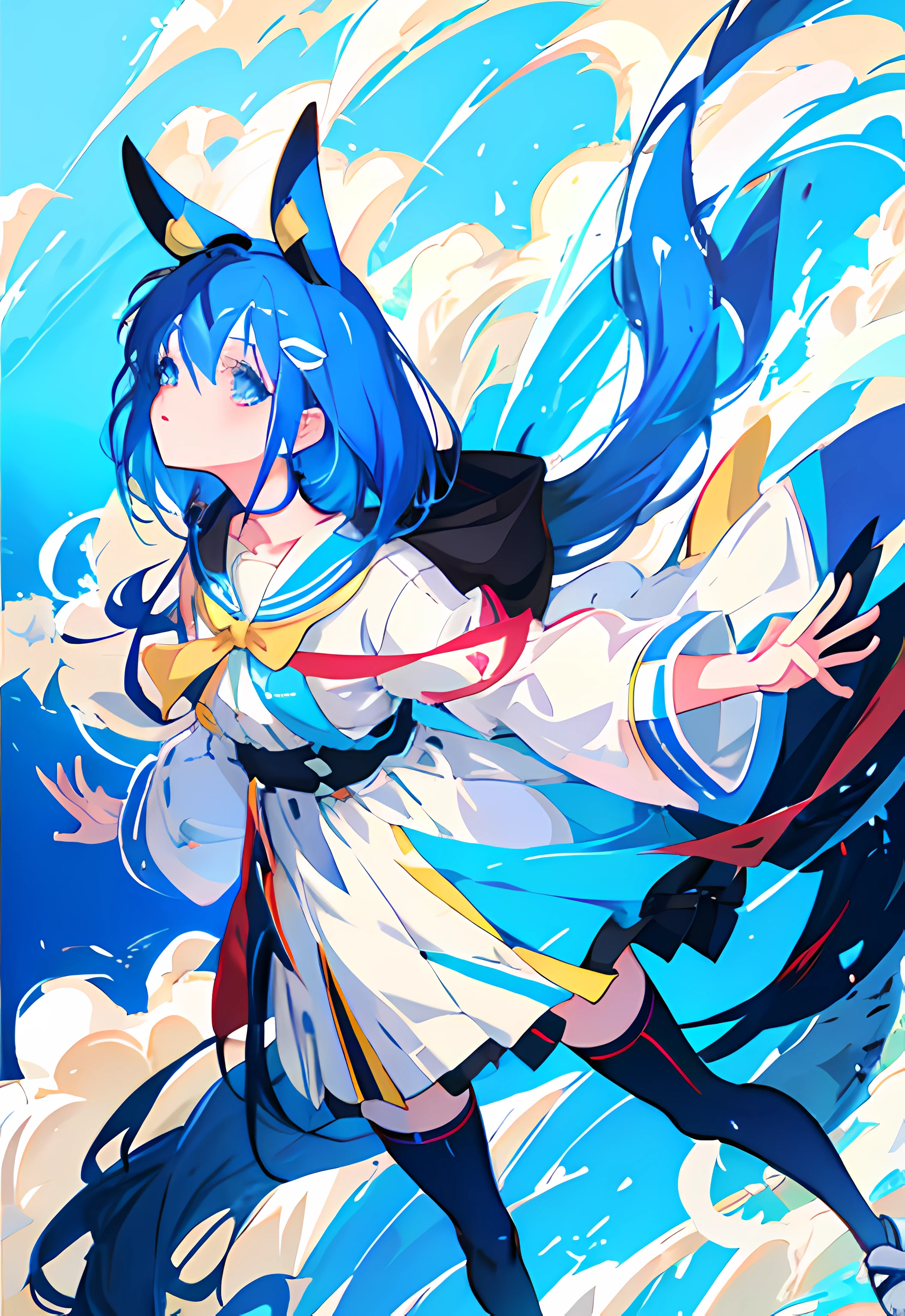 Anime girl with blue hair and black stockings holding teddy bear, anime moe art style, loli in dress, Os amigos, pixiv 3dcg, mikudayo, Guweiz in Pixiv ArtStation, small curvaceous loli, Best Rated on pixiv, Smooth anime CG art, trending on artstation pixiv