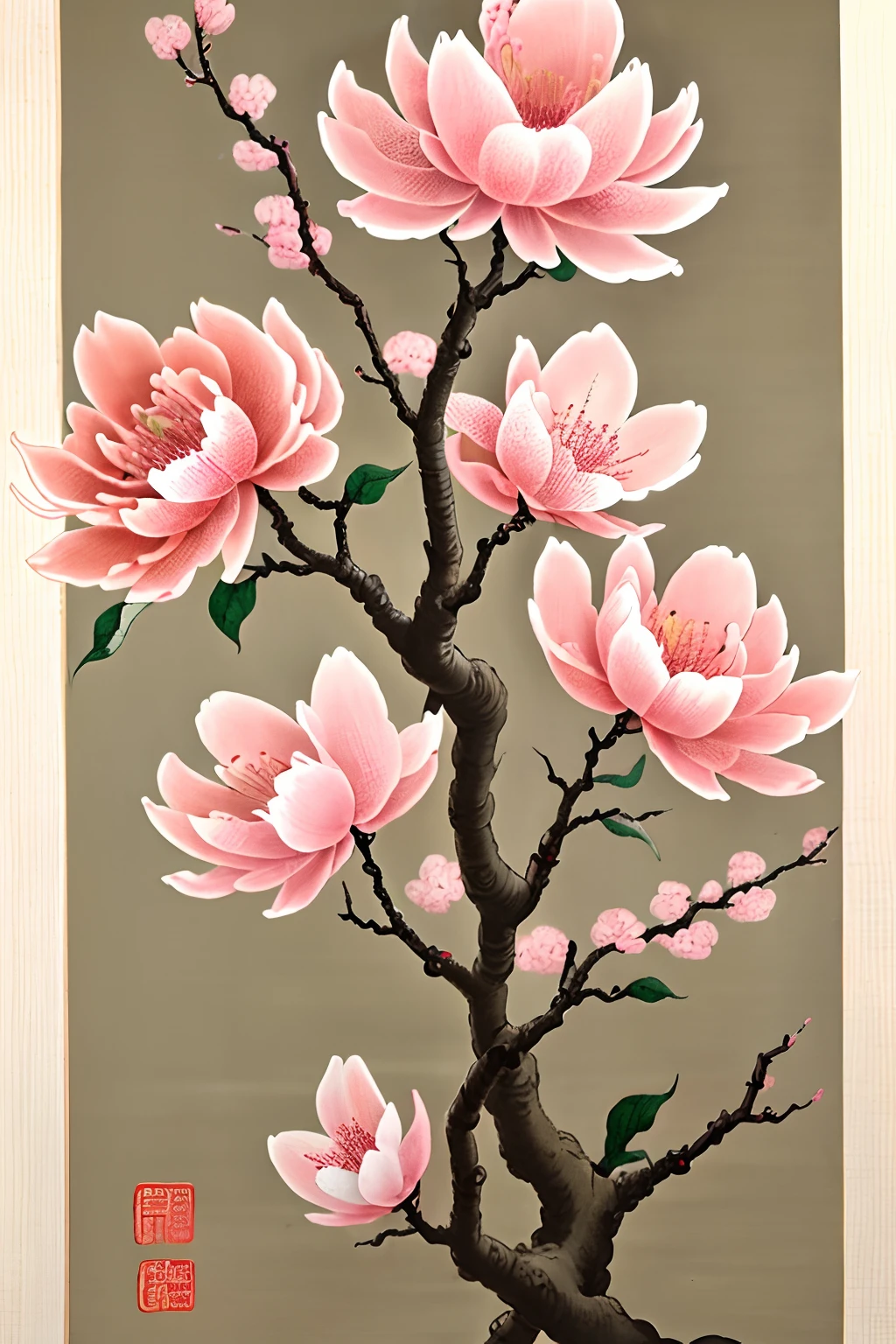 Plum blossom pink Chinese painting plant