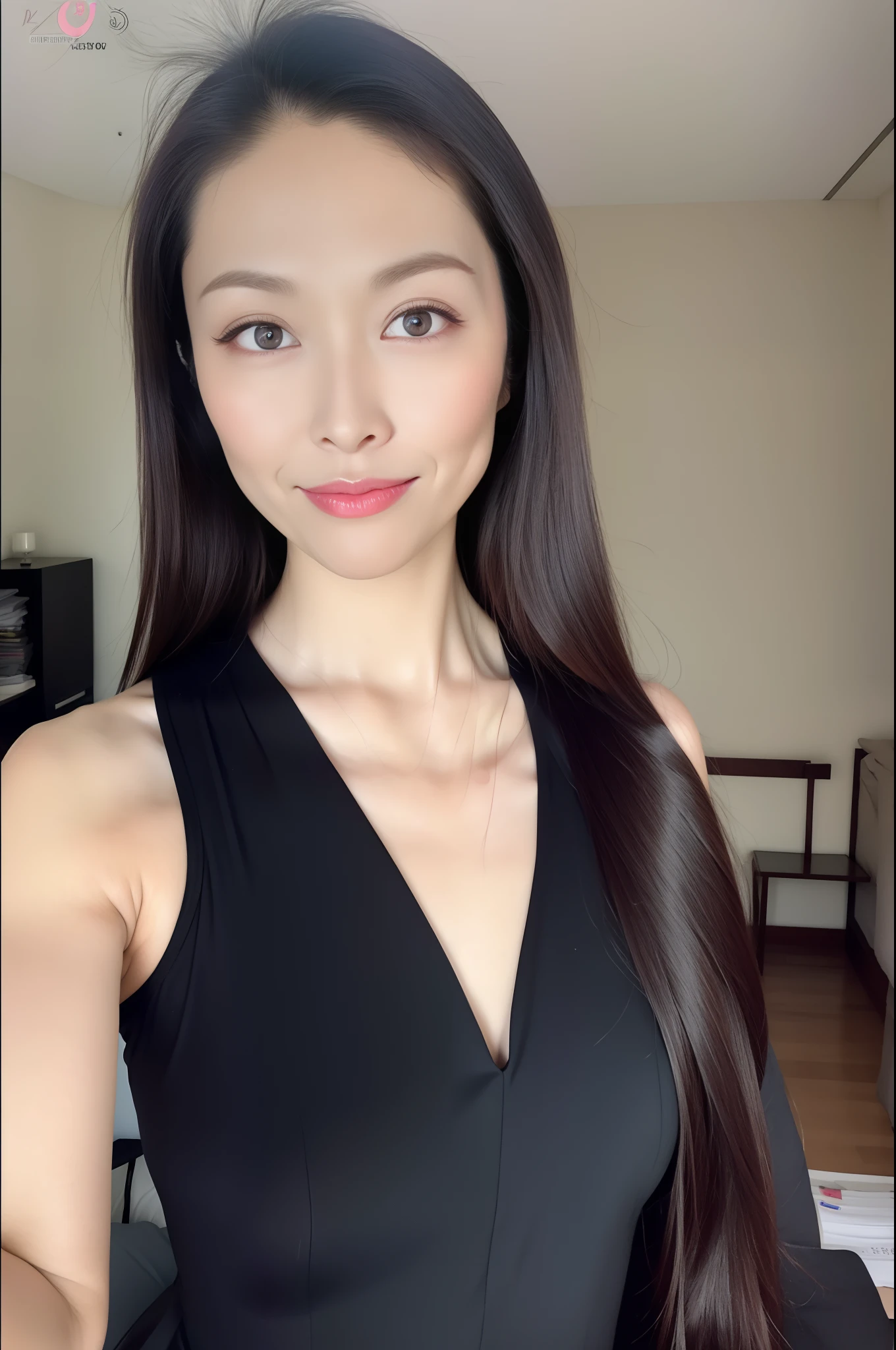 Black hair, (8k, RAW photo, photorealistic: 1.25), (very much lip gloss, many eyelashes, highest quality, ultra high resolution, depth of field, chromatic aberration, caustics, wide light, natural color, Japanese , Female in her 30s) Staring at the viewer, necklace, bracelet, choker, full body, big Breasts, mole on chest, see-through blouse