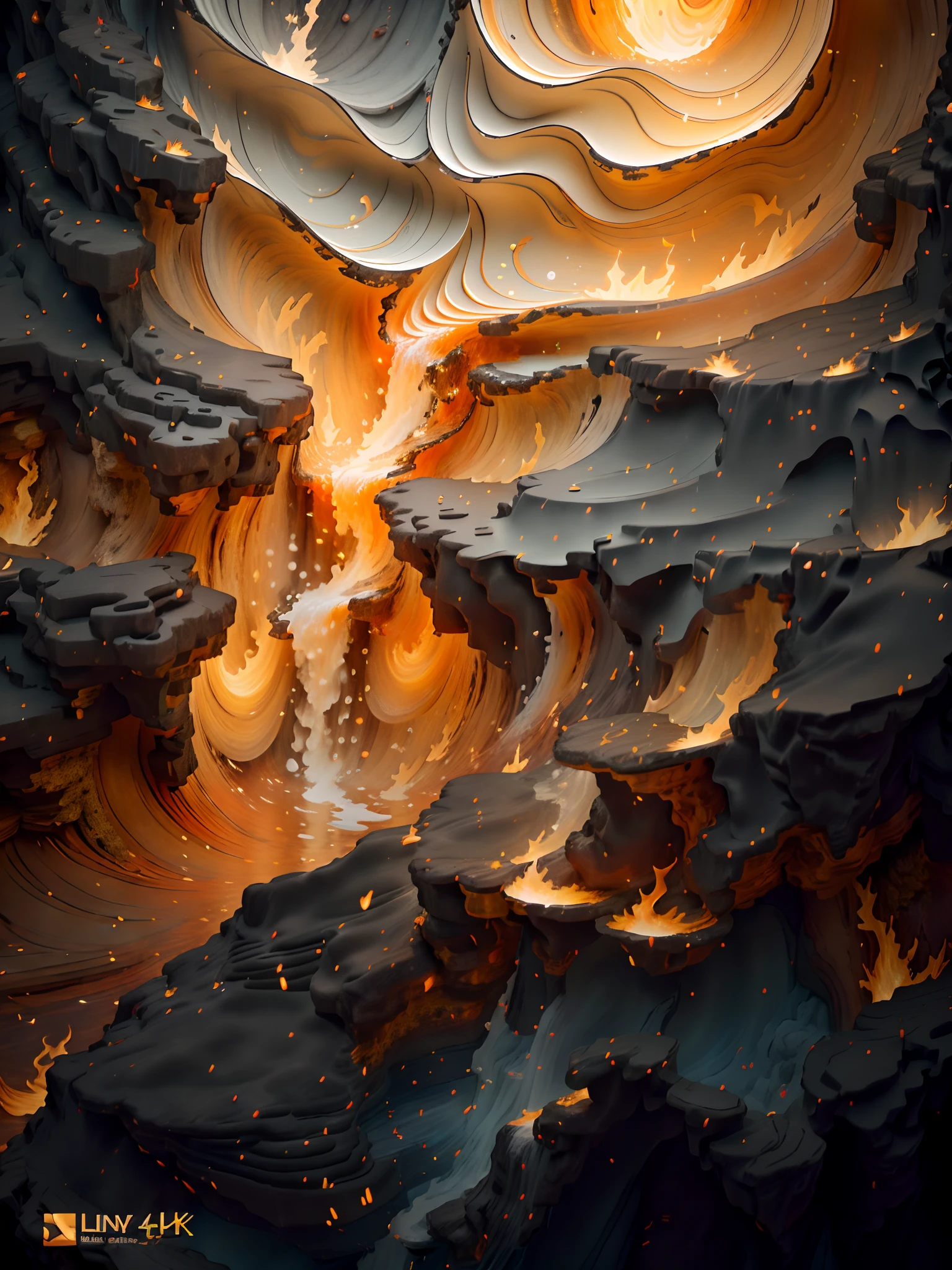 Close up of fire and water background on black background, liquid fire, 4k vertical wallpaper, 4k vertical wallpaper, 8k vertical wallpaper, 8k vertical wallpaper, hq 4k phone wallpaper, hd phone wallpaper, beautiful iphone wallpaper, Flame texture, Embers float in the air, abstract liquid, intricate flowing paint, phone wallpaper hd, flowing lava，k hd，A detailed，Pubic area is clear，Gilt，magma，the detail