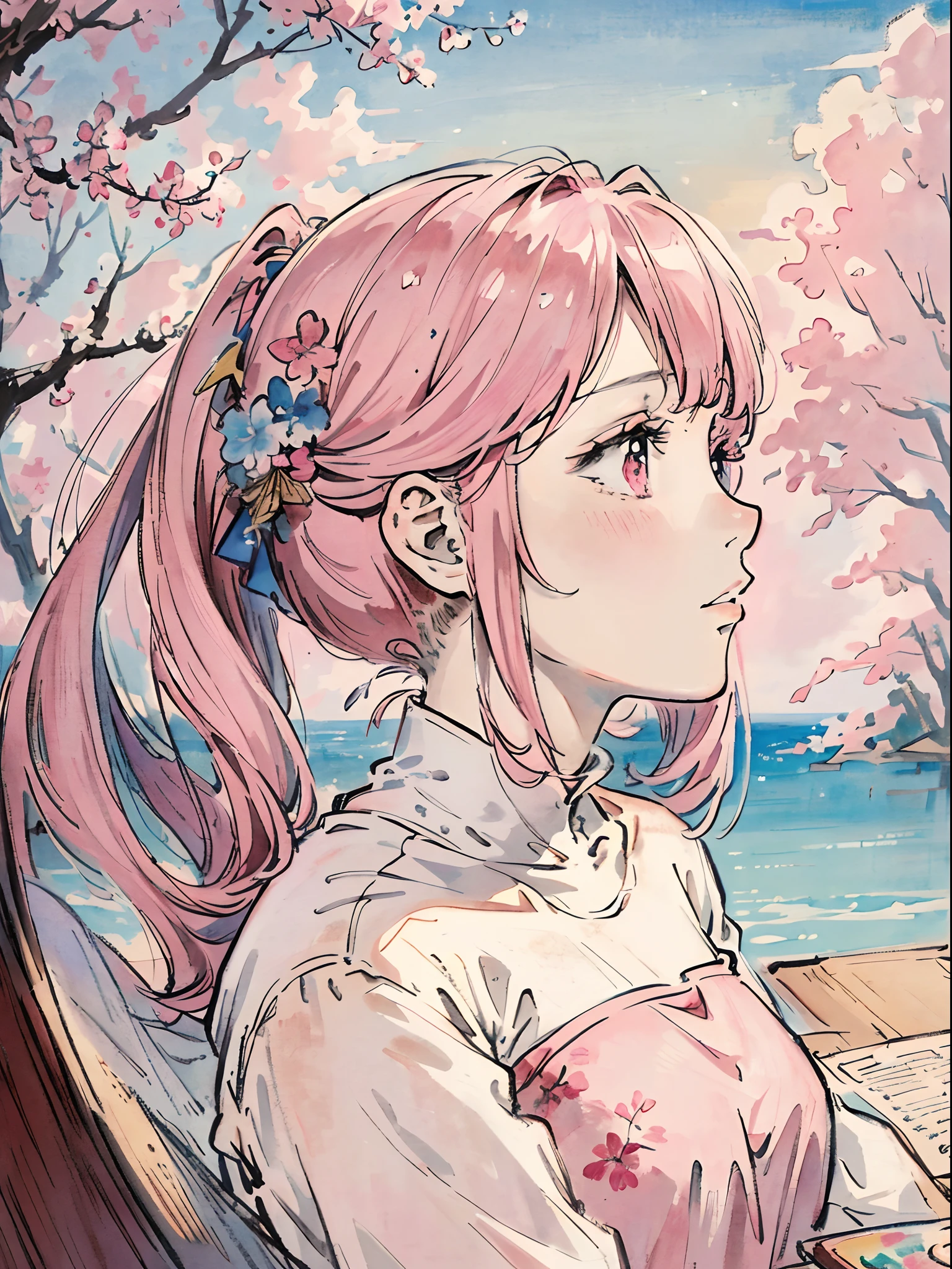 tmasterpiece,Need,The best beautiful girl,Extremely beautiful,A world masterpiece,super-fine,Need,with pink hair,A high resolution,Need,1girll,Need,illustratio,looking at viewert, canvas, oil painted, Realistic, Realist,Real,