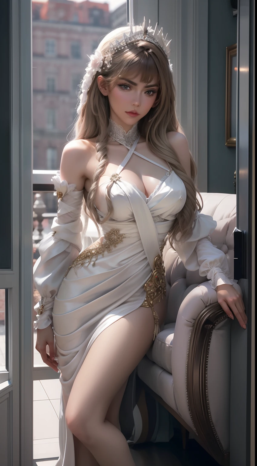 A beautiful Slavic princess,She is widely regarded as one of the most beautiful women in the world. She possesses stunning features that have captivated people worldwide for decades. she wears luxurious and beautiful crystallized dresses ,
Starting with her face,
She has a distinctively striking appearance. She has a prominent jaw, execusite face structure and stunning body figure,
She's bold and majestic as well as Seductive, Hyperdetailed, upscaled , sharp focus, high detail, majestic photograph, Trending on CGSociety, Artstation