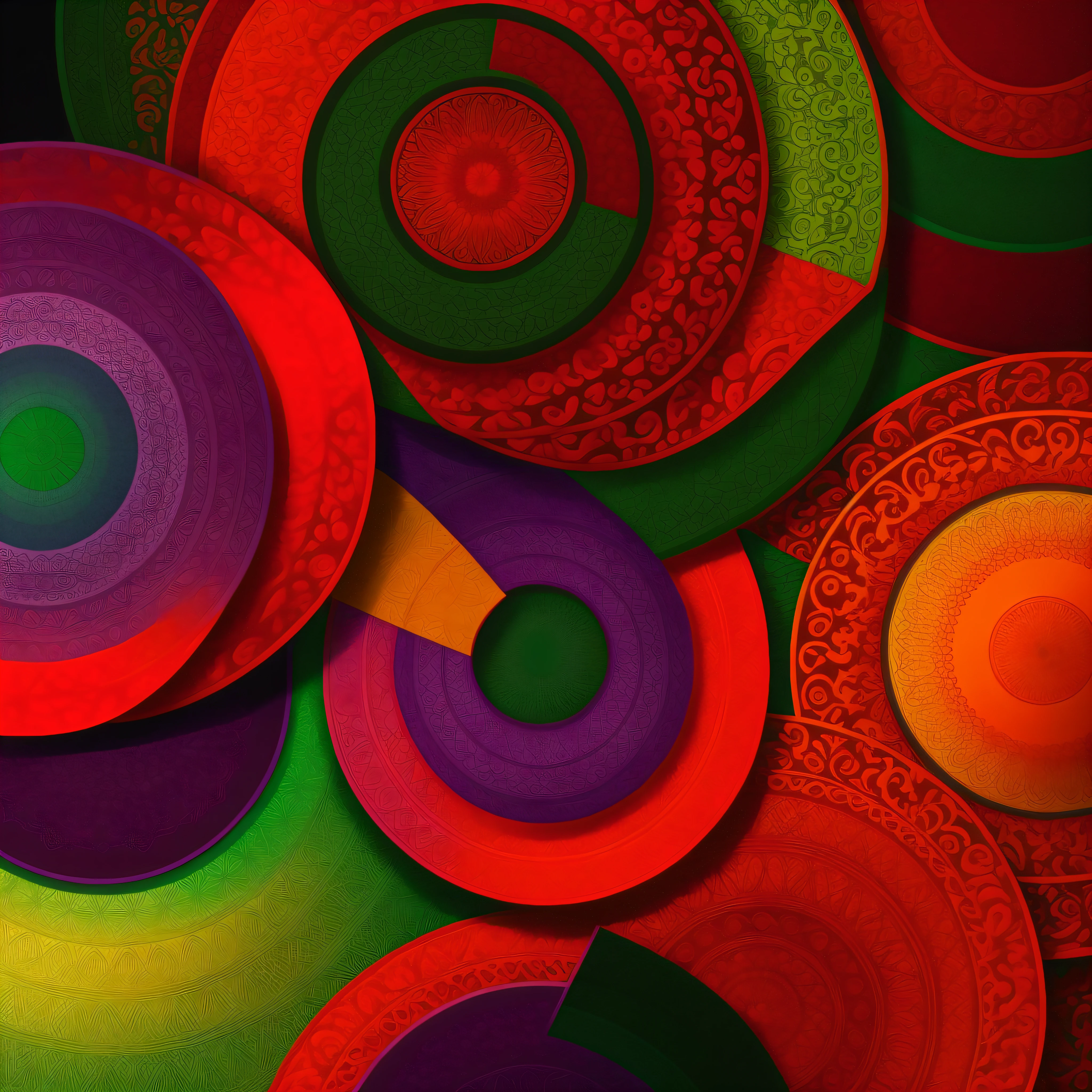 Green, red-orange, and red-violet, Yin and Yang, beautiful patterns, aesthetically pleasing