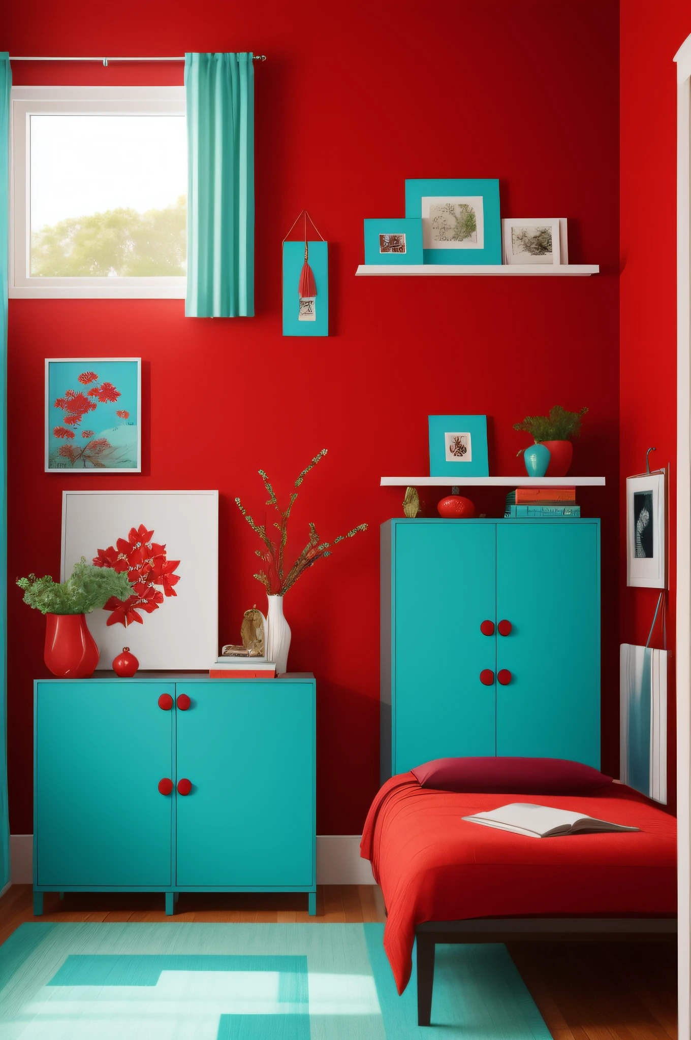 Cyan, sienna, and red, Feng Shui, aesthetically pleasing
