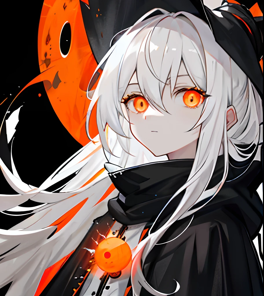 long white hair,Wearing a tattered gray-gray cloak,There are cracks around the eyes,The eye sockets are filled with orange glowing liquid,It is surrounded by an orange glowing ball of liquid,In a dimly lit cave,There is a lot of orange liquid glowing in the back of the head,There are cracks around the eyes,High- sharpness,high qulity,tmasterpiece,4K,There are cracks around the eyes,There are cracks around the eyes,4K,tmasterpiece,The greatest work