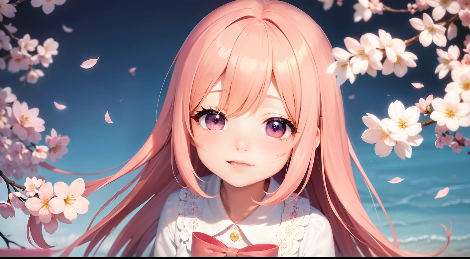 Doll standing in front of the painting、bionde、Crying face、Wiping tears、Close your right eye、Sengai、pixiv、rokoko、dollfie dream、watercolor Nendoroid、(High Definition Figure)、flowing sakura-colored silk、nendroid、highly_Detailed!!,Cherry blossom petals、Flowing cherry blossom silk、I'm crying with joy！、season!!: 🌸 ☀ 🍂 ❄