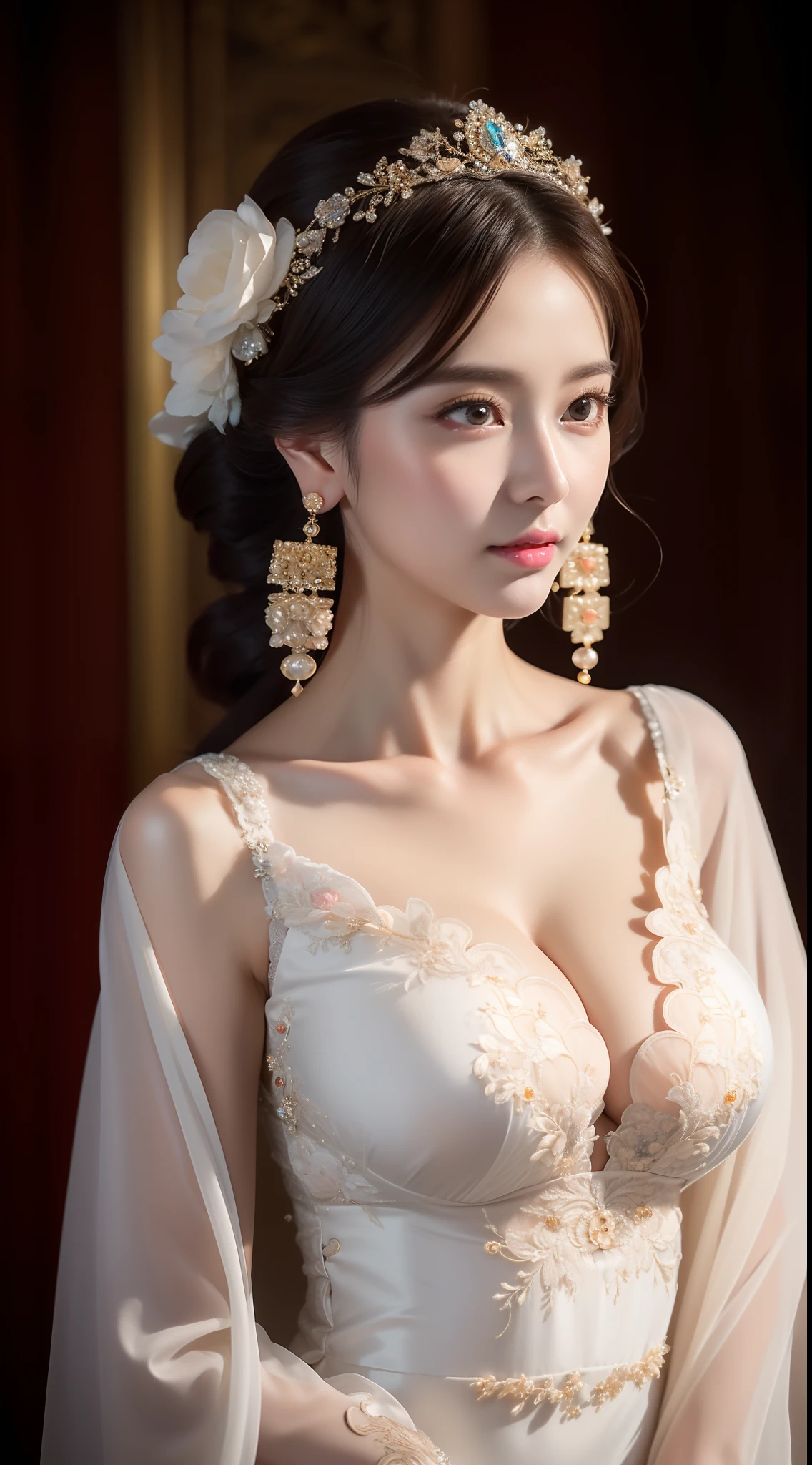 Masterpiece,(best qualtiy),highly  detailed,Ultra-detailed,Lady,Celebrity:Xiao Yu,(Hanfu:1.1),(Elegant temperament:1.2),(:1.3),(Semi-Dressed),(softlighting),(high high quality:1.4),(Detailed),(k hd),(Earrings),(Hairpin),(Exquisite),(Masterpiece)，16k