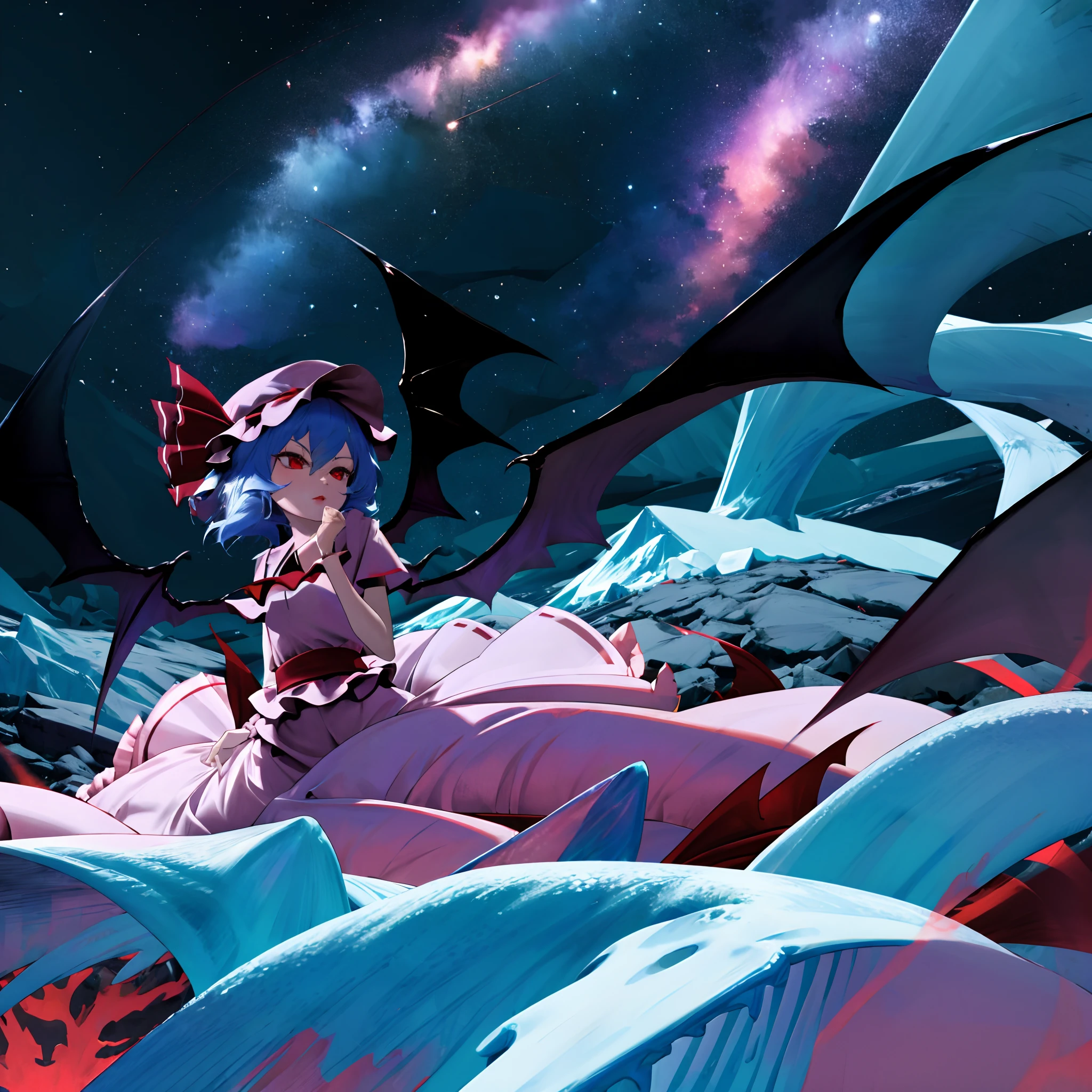 Remilia Scarlet, Antarctica, night time,