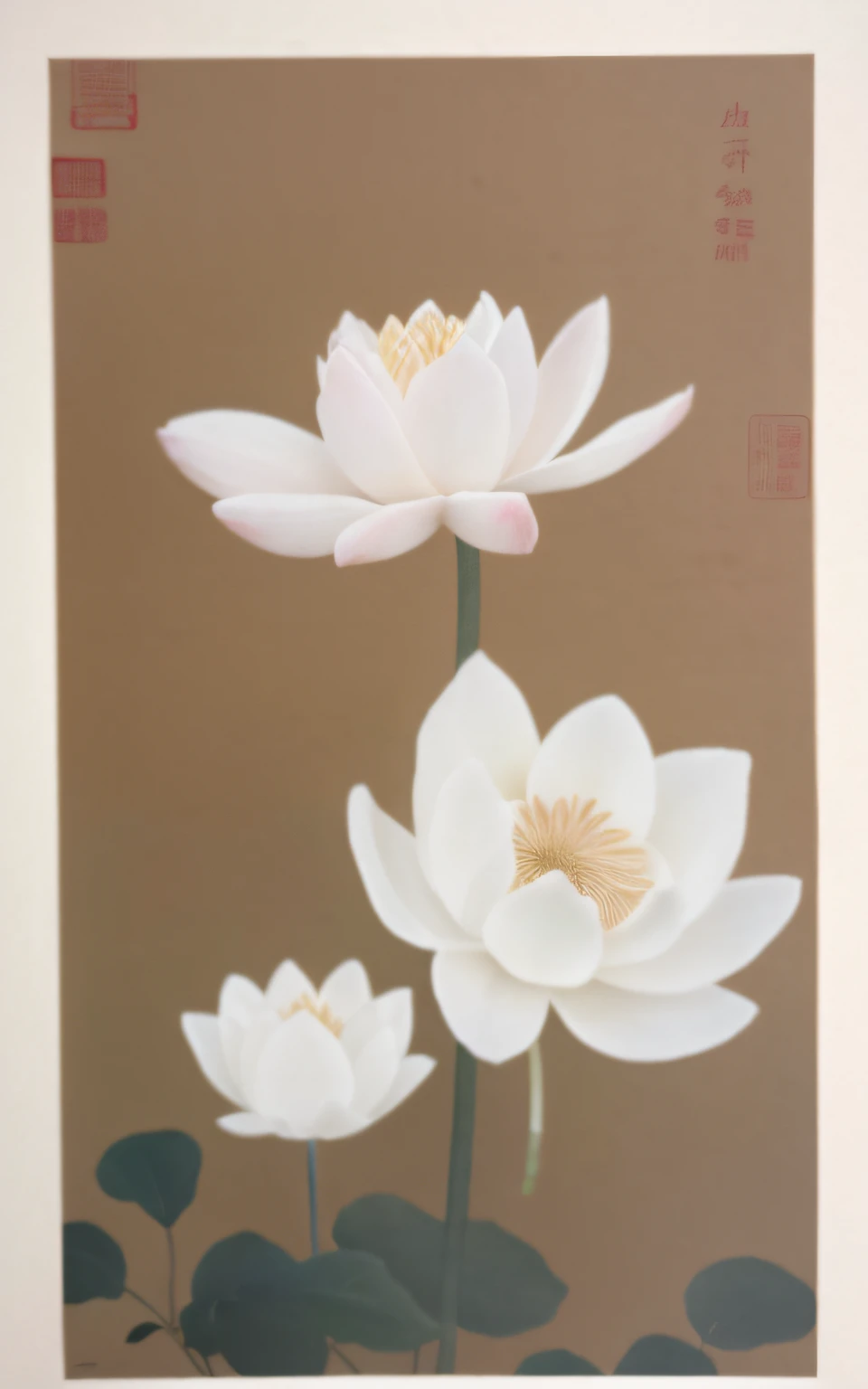A white flower grows in the middle of the field, standing gracefully upon a lotus, Lotus pond, lotuses, lotus flowers on the water, lotuses, lotus flower, Lotus, sitting on a lotus flower, floating in a powerful zen state, lotus petals, standing on a lotus, with lotus flowers, lily pad, water lilies,