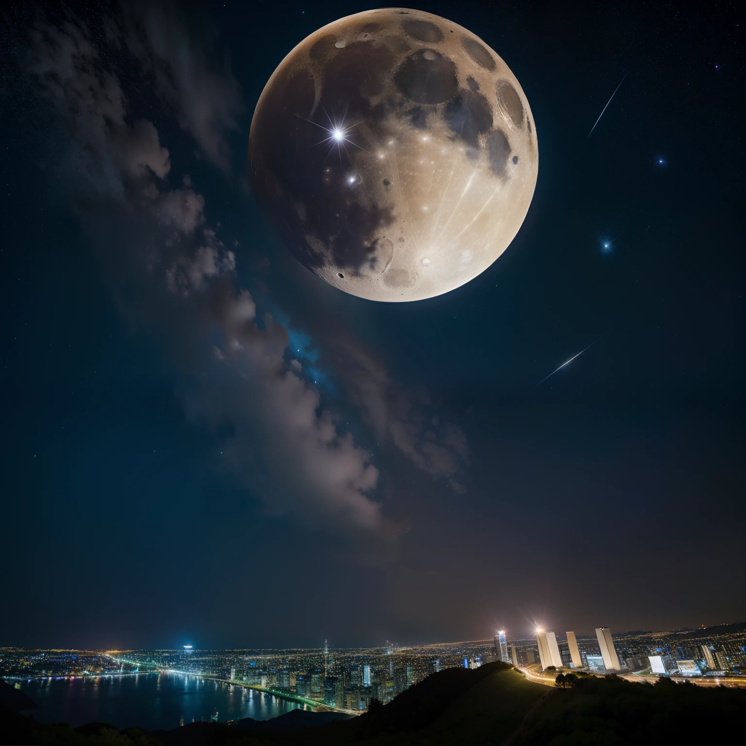 hight resolution,masterpiece,Skysky,kosmos,When the moon2piece,Great shooting star,landscapes,No people,