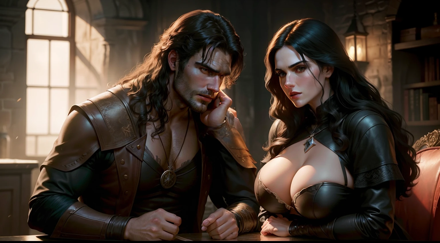 Yennefer & Henry Cavill, from The Witcher, huge breasts, see thow leather bra, The Witcher, Tv Series, Henry Cavill, Trying To Mate, Beautiful Face, Henry Cavill Uper Body Nude,