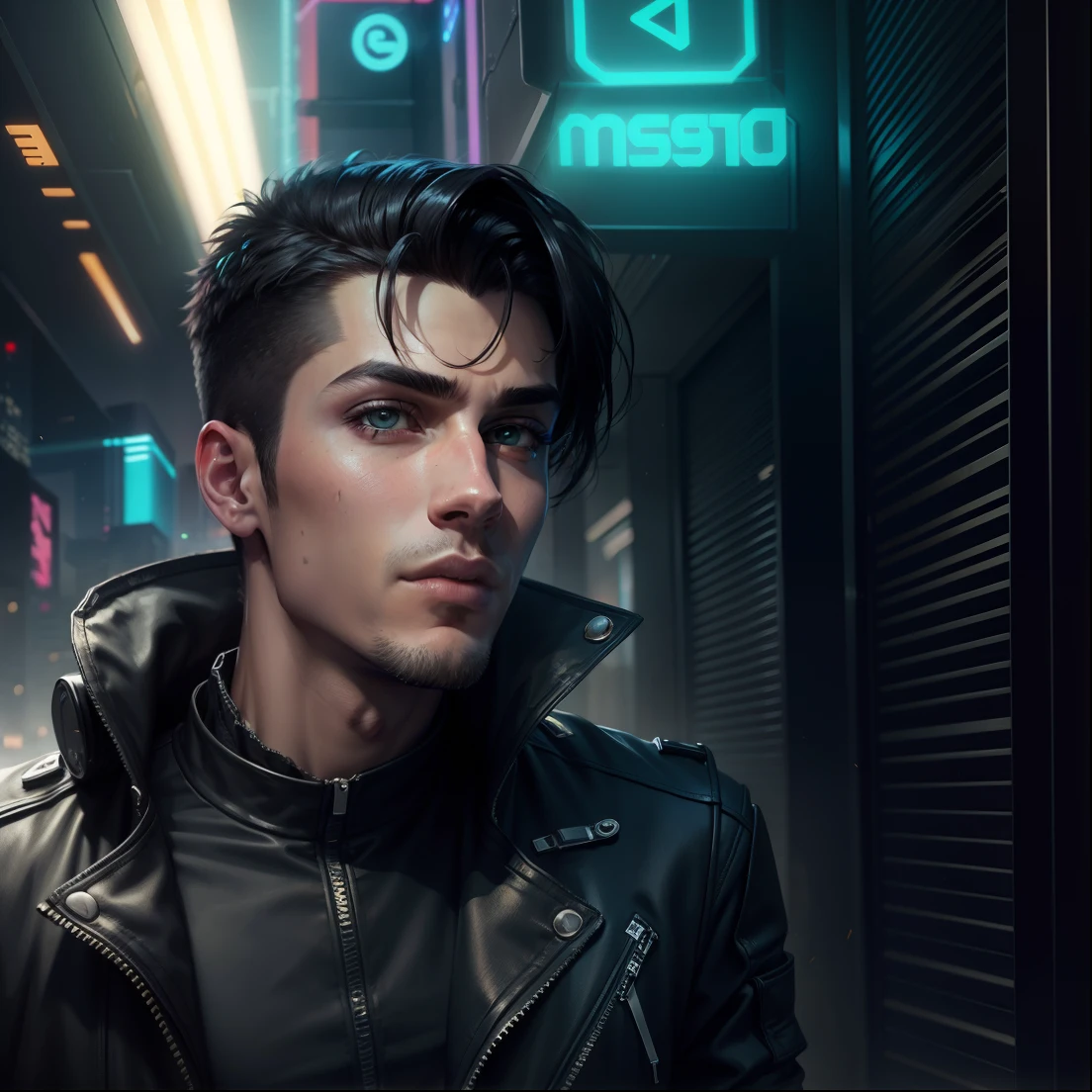 Change background cyberpunk handsome boy, ultrarealistic
