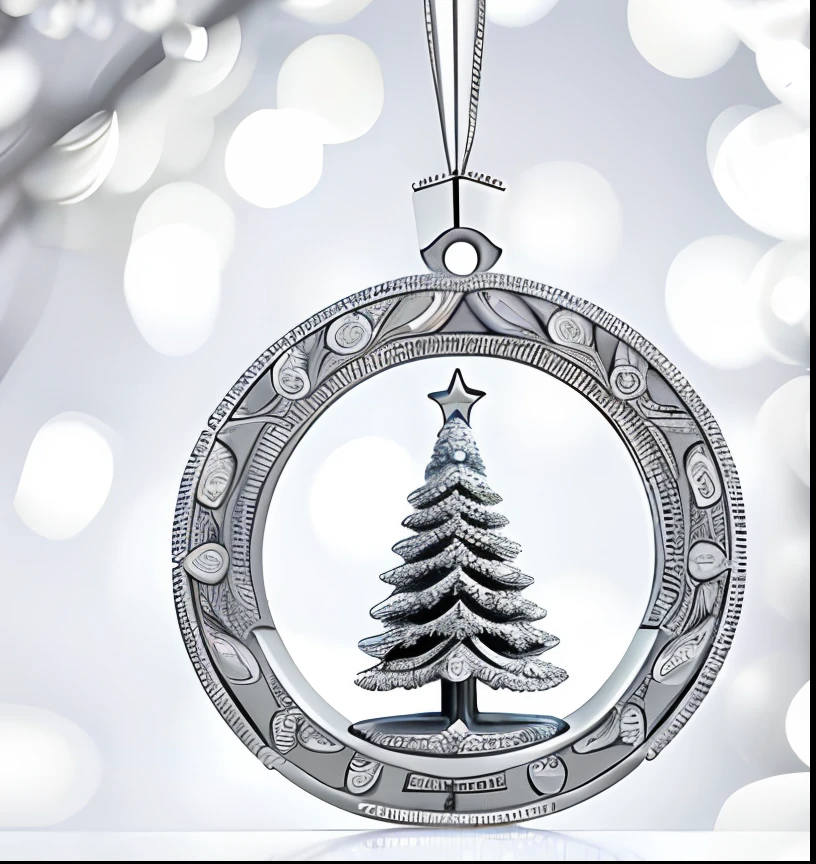 Silver Christmas decorations,There is a tree on it, silver ornaments, Year 2 0 2 3, detailed ornaments, an enormous silver tree, decorations, with a tree in the background, intricate ornament halo, Photos from 2023, Ornaments, ornament crown, Filigree ornaments, Sparkling silver jewelry, 2 0 23, 2023, hyper detailed ornament