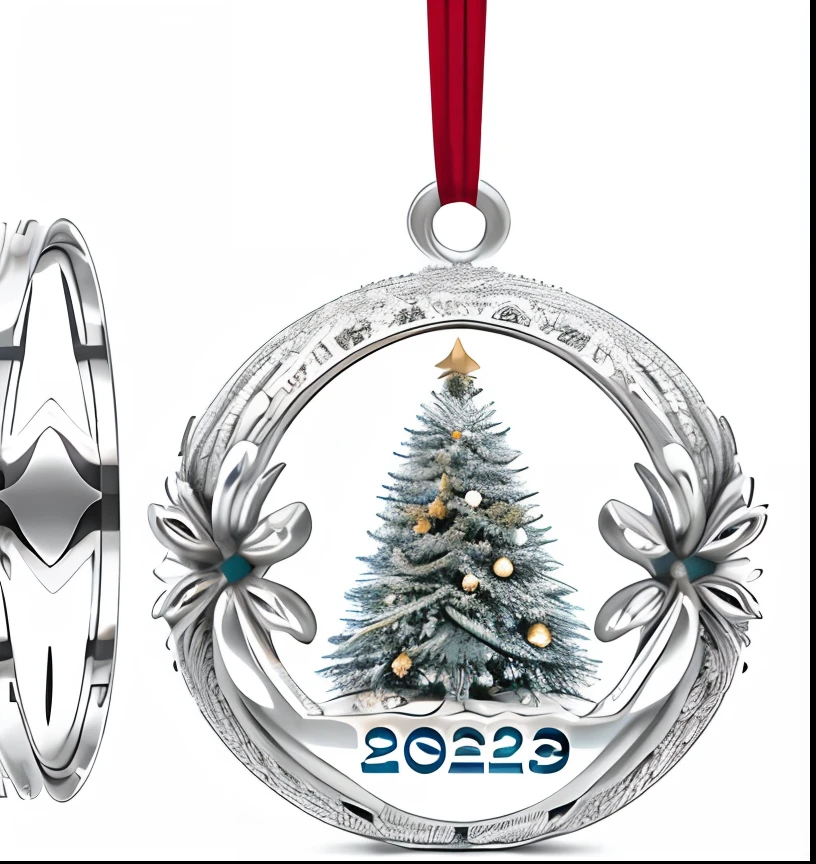 Silver Christmas decorations,There is a tree on it, silver ornaments, Year 2 0 2 3, detailed ornaments, an enormous silver tree, decorations, with a tree in the background, intricate ornament halo, Photos from 2023, Ornaments, ornament crown, Filigree ornaments, Sparkling silver jewelry, 2 0 23, 2023, hyper detailed ornament