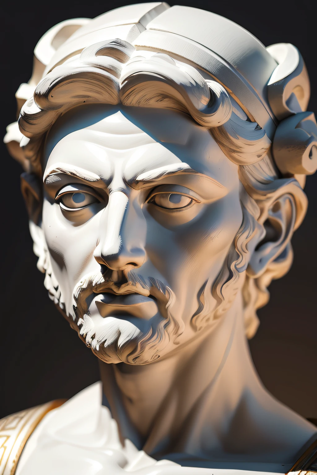 Greek philosopher white statue face 8k