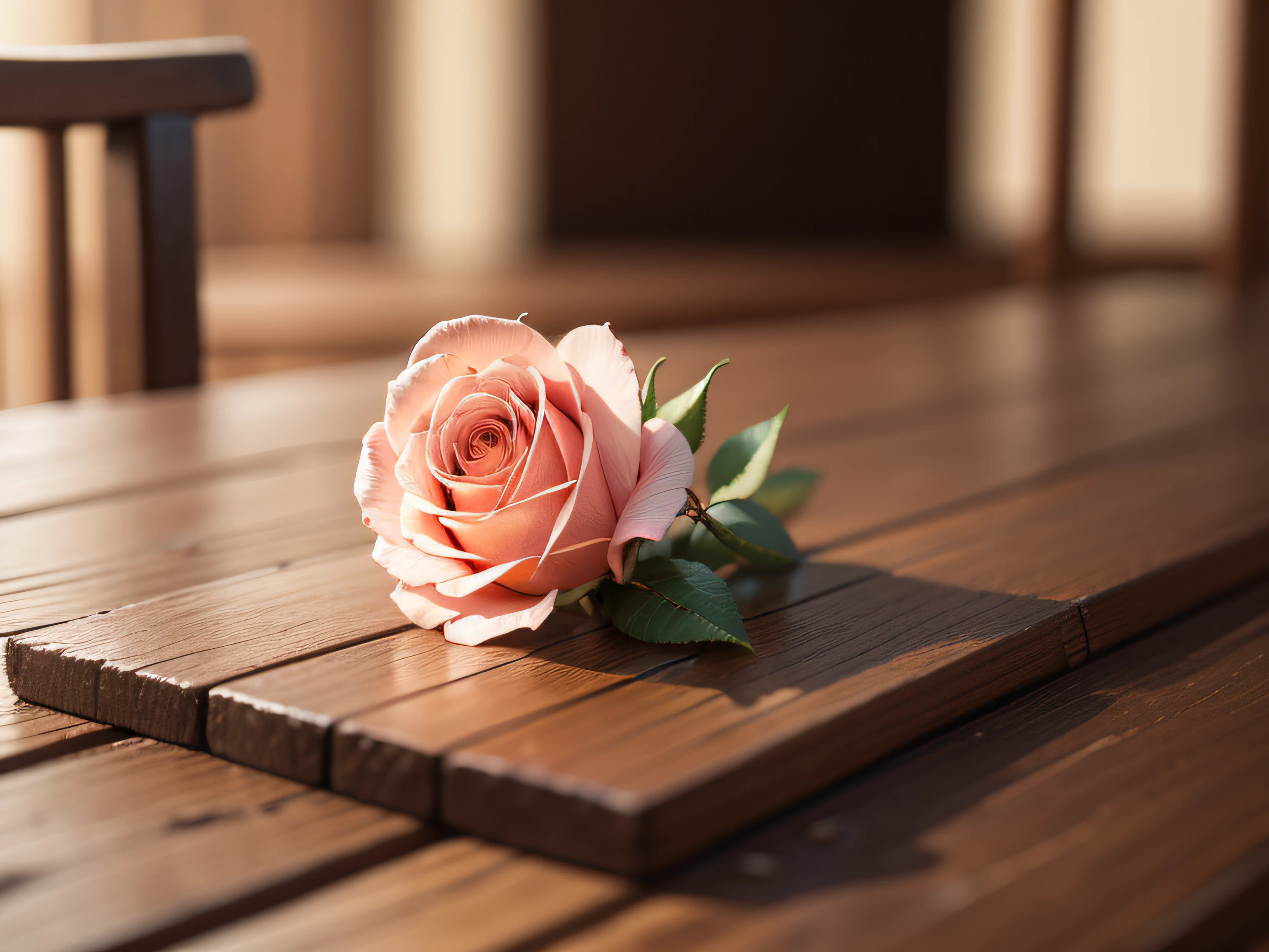 Image of rose extract、Wood grain in the background、No humans、depth of fields、(blurry backround)、masterpiece、top-quality、The ultra-detailliert