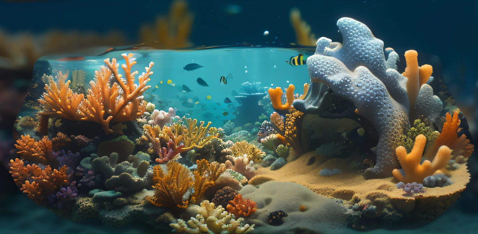 Underwater world,Sand ground,The corals,steins