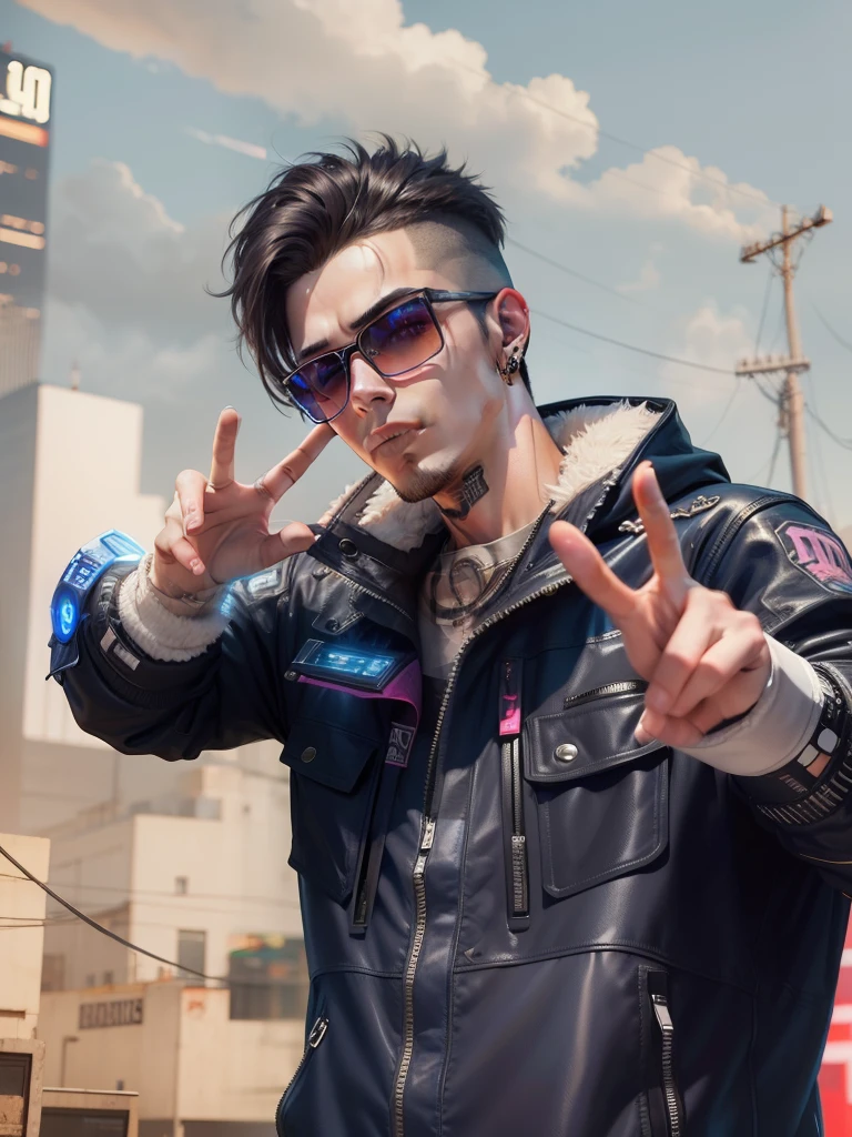 Change background cyberpunk handsome boy, ultrarealistic