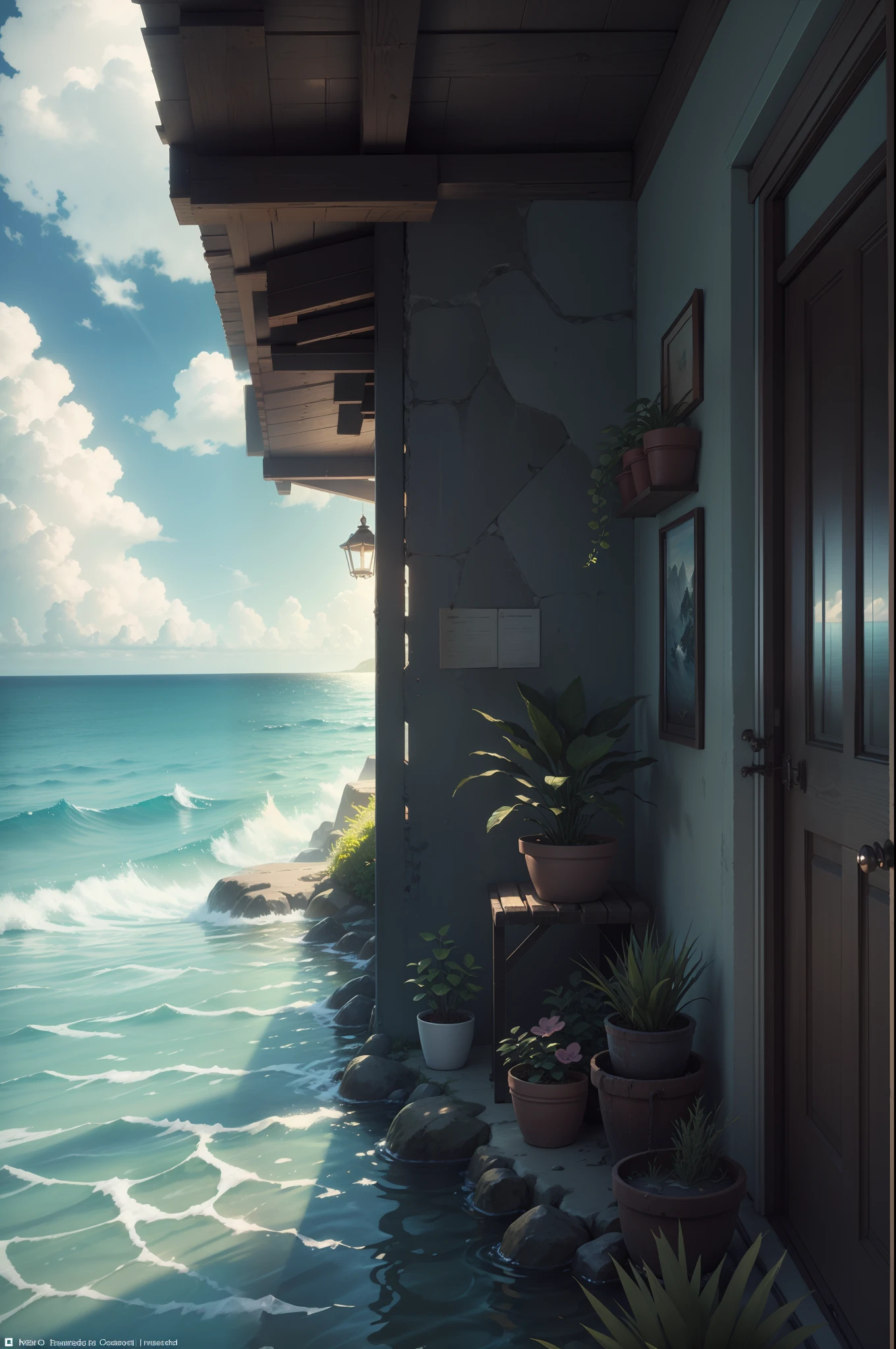 Beach Ocean, Summer Fresh, water, ocean, 3 D Rendering Stylized, Stylized 3D Rendering, Stylized to 3D Rendering, Rolands Zilvinski 3D Render Art, 3D Stylized Scenes, Relaxation Concept Art, Stylized Concept Art, (Octane Rendering) Fantasy Style, Stylized 3 D, aesthetic serene bliss, diffused light, god rays, chromatic aberration, caustics