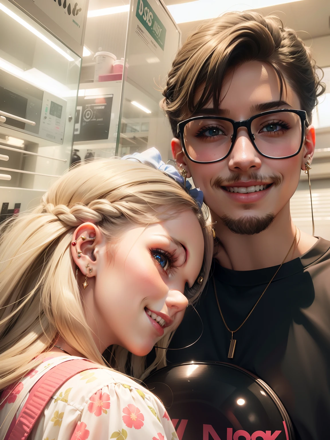 Make this girl smiley and aesthetic with ear piercing