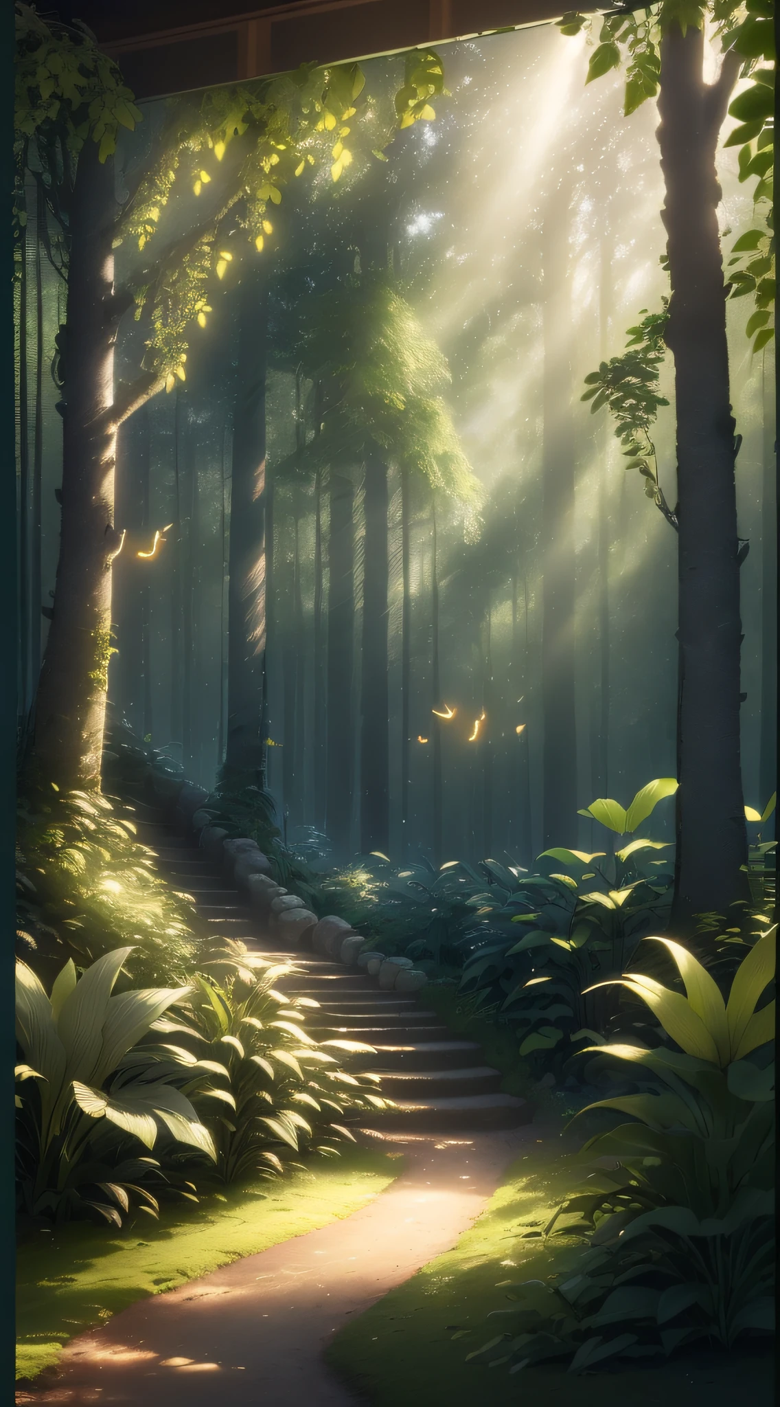 Chef-d'work, beste-Qualit, (fond d'Highly detailed Unity 8K CG display), (beste-Qualit), (meilleure illustration), (meilleures ombres), sprite lumineux, avec un dieux mythologique rougeoyant, dans la piscine Eau potable, Natural elements in the theme of the forest . mysterious forest, beautiful forest, nature, surrounded by flowers, delicate leaves and branches surrounded by fireflies (Natural elements), (Jungle theme), (feuilles), (brindilles), (lucioles), (effets de particules) etc. 3D, Octane rendu, lancer de rayons, super detailed