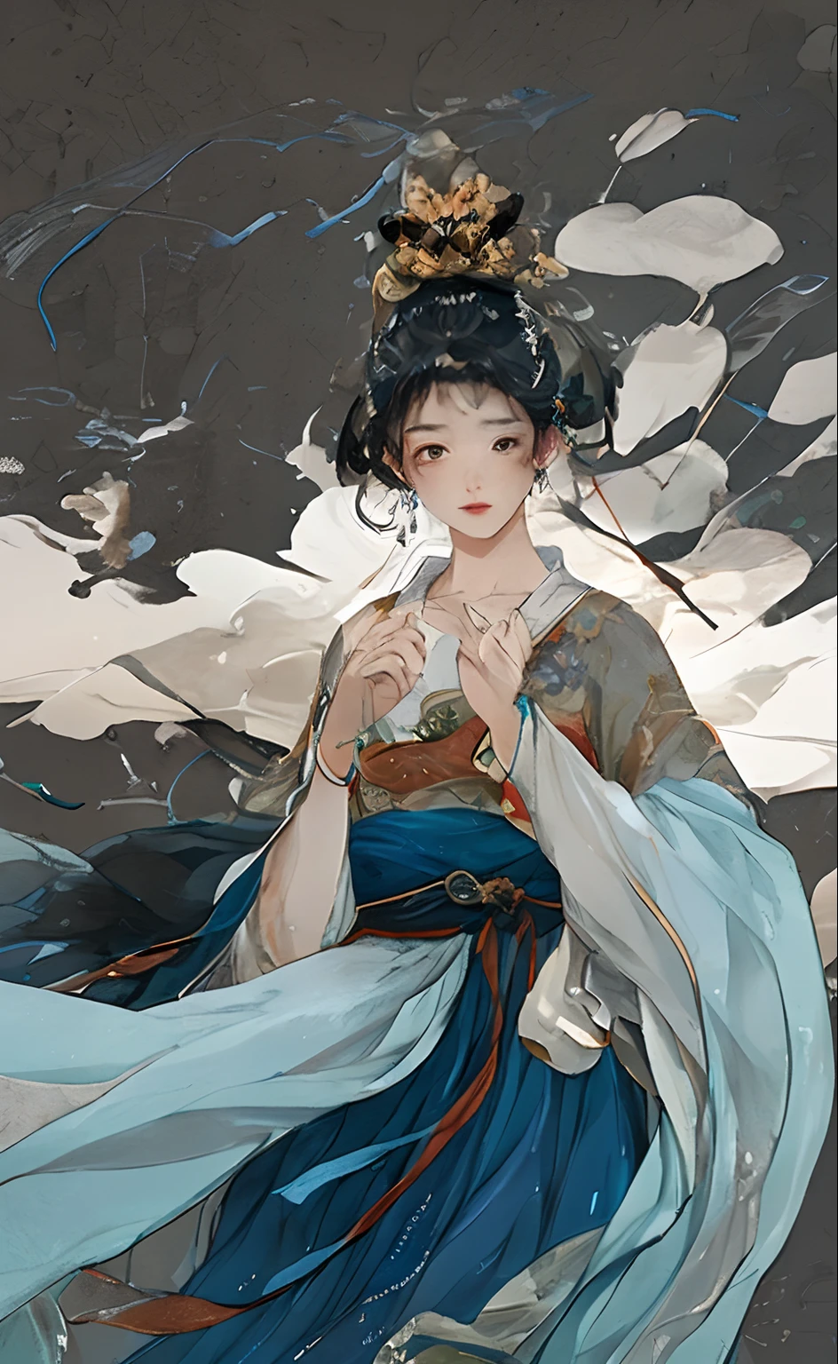 A girl, ancient Chinese costume, whole body, sunshine, clear face, clean white background, masterpiece, super detail, epic composition, ultra HD, high quality, extremely detailed, official art, uniform 8k wallpaper, super detail, 32k