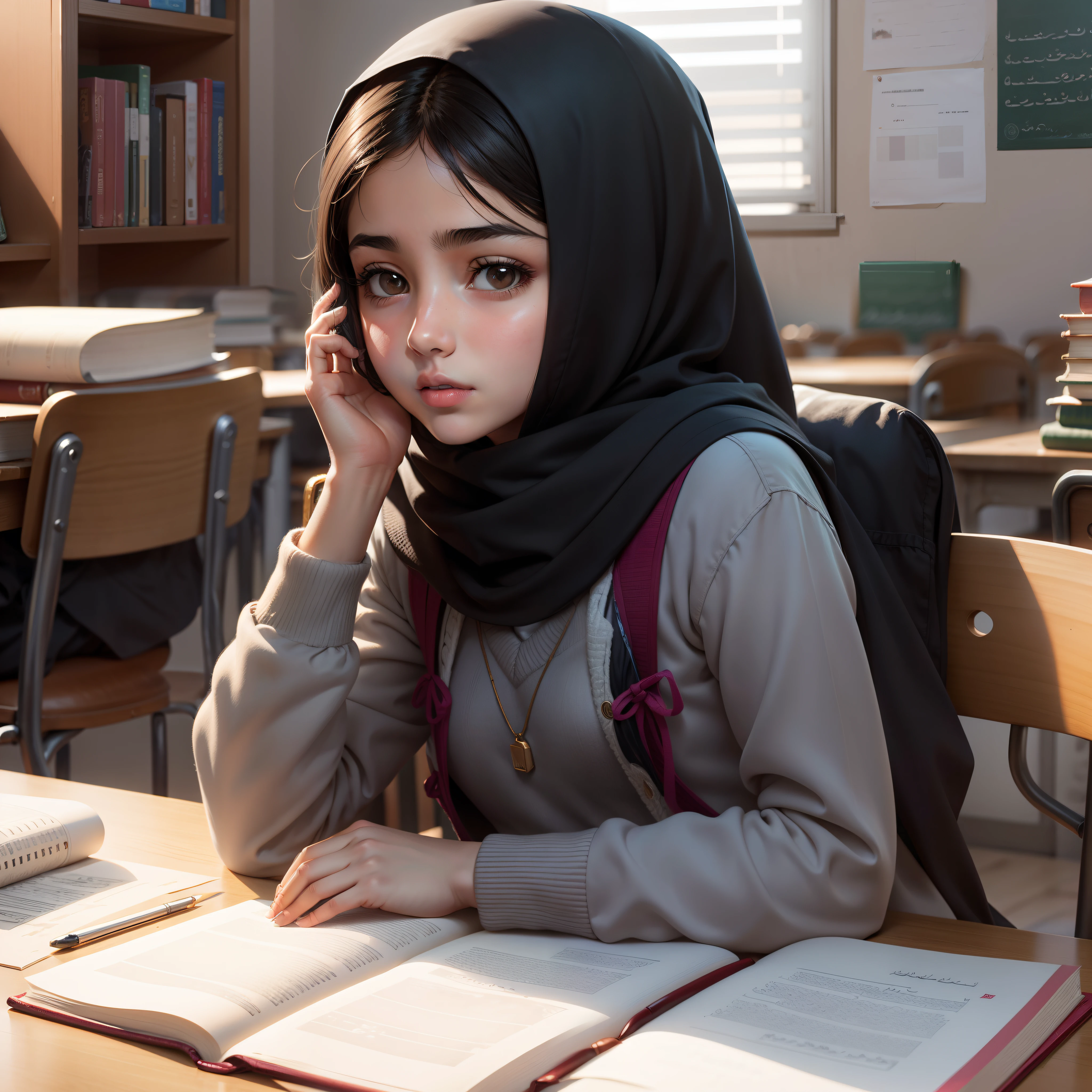 Iranian girl study for school