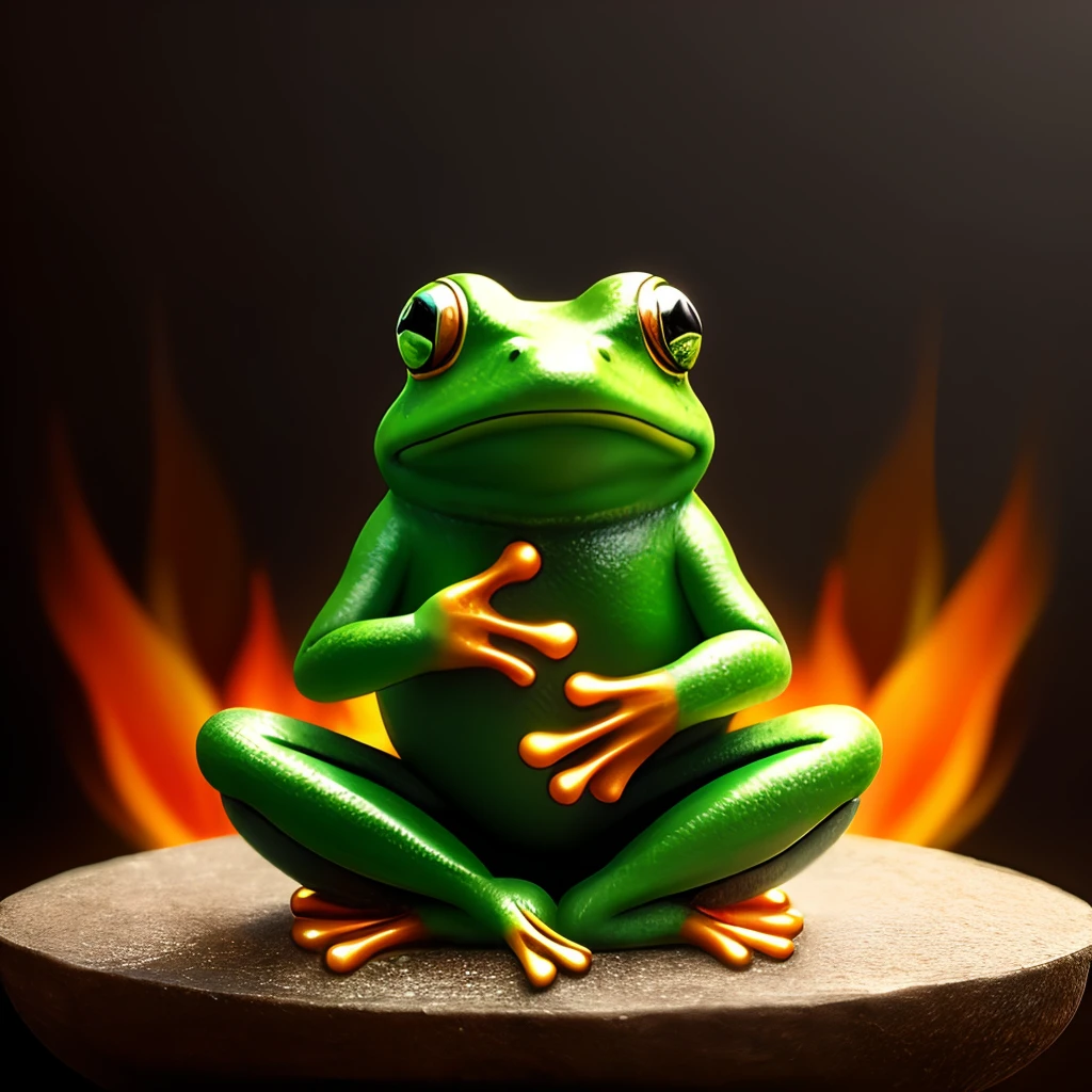 meditating (frog) seated in the lotus position Naruto hands, (((HDR+))), 16 mm, 8k textures, soft cinematic light, adobe lightroom, photolab, ((((cinematic look)))), soft cinematic light, exposure blend, faded,  soothing tones, highly detailed, insane details, hyperdetailed, low contrast, rpg, fantasy, vibrant colors, (centered), fantasy drawing art, trending on art station, breathtaking, art by epic  artist