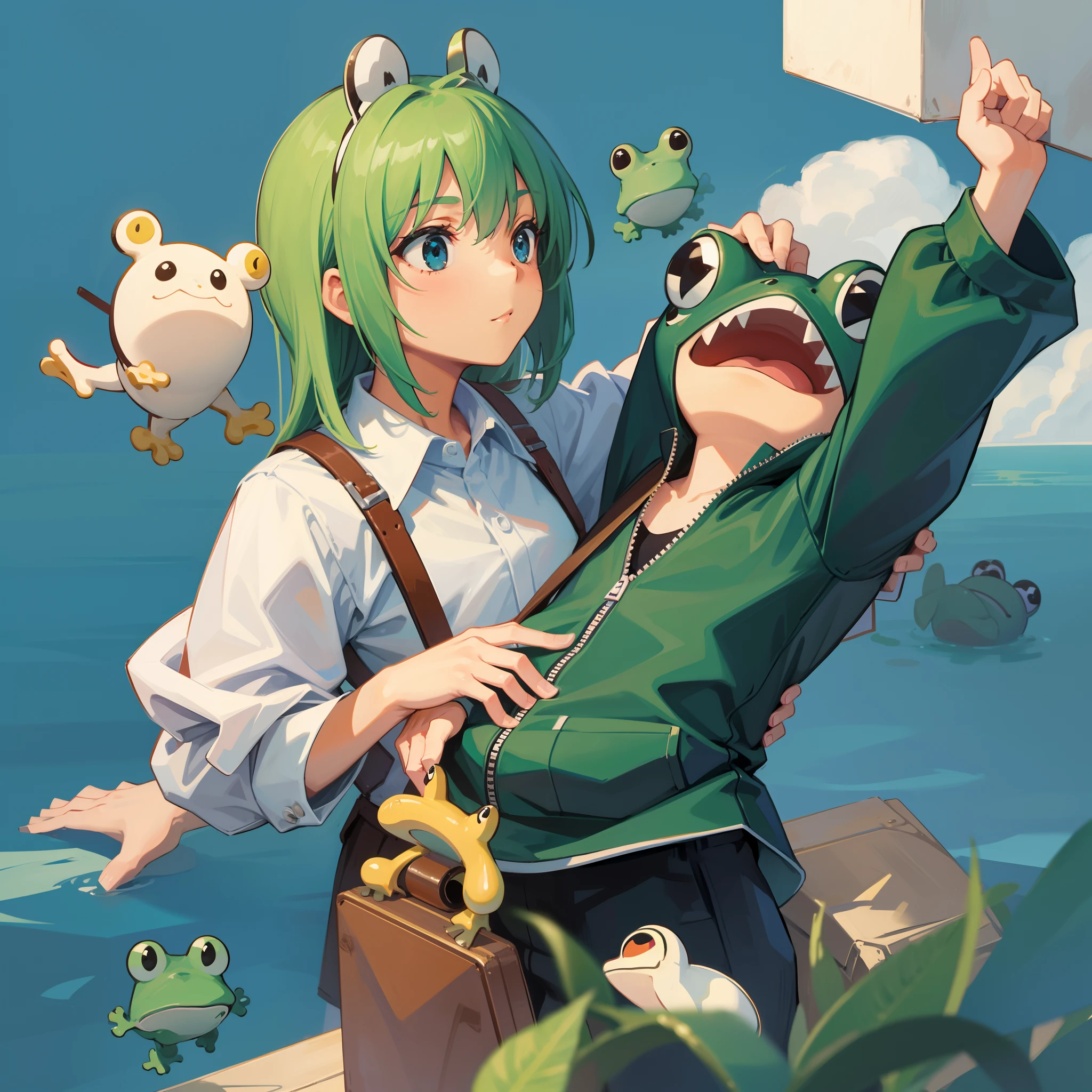 adolable,with a simple background,frogs