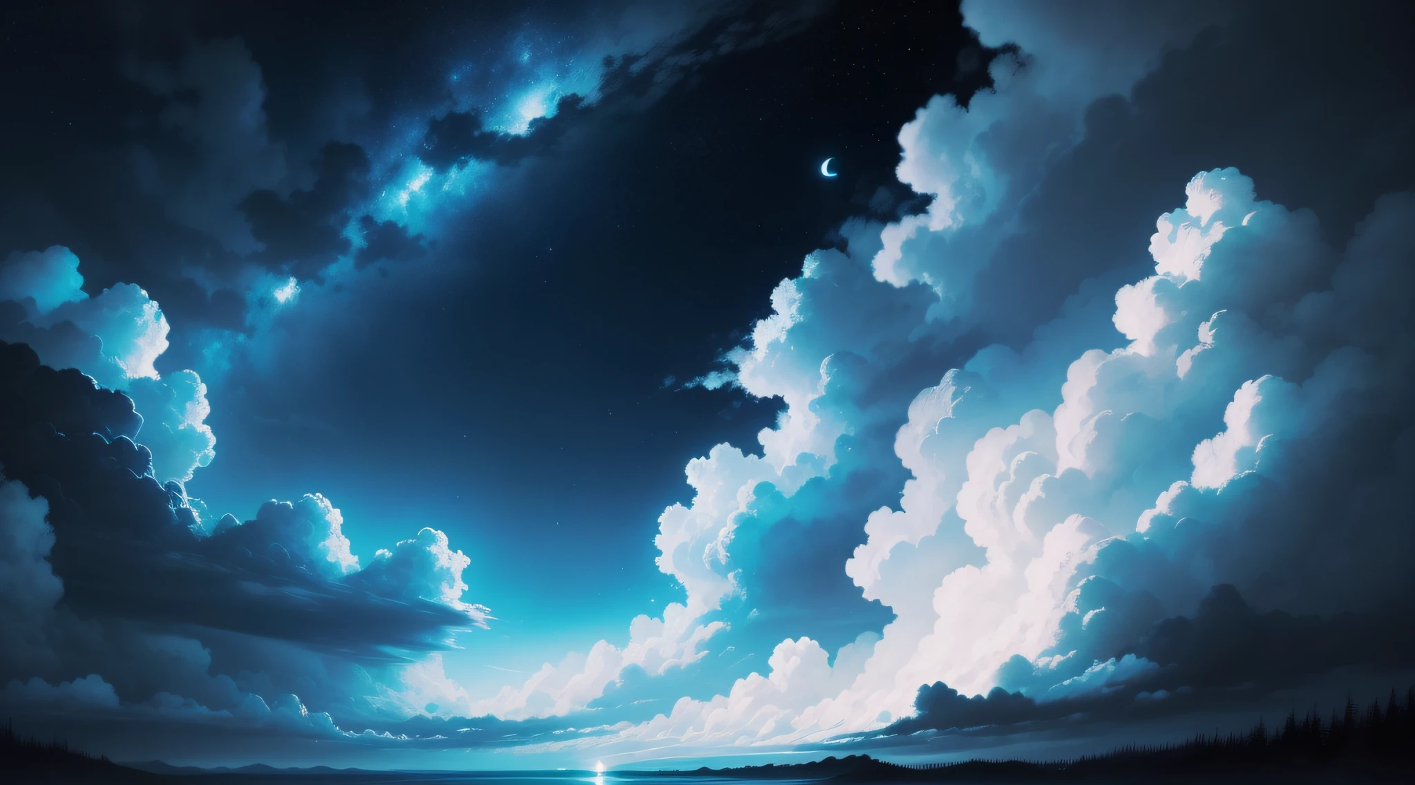 deep in the night，Clouds，no moon，Skysky，deep blues