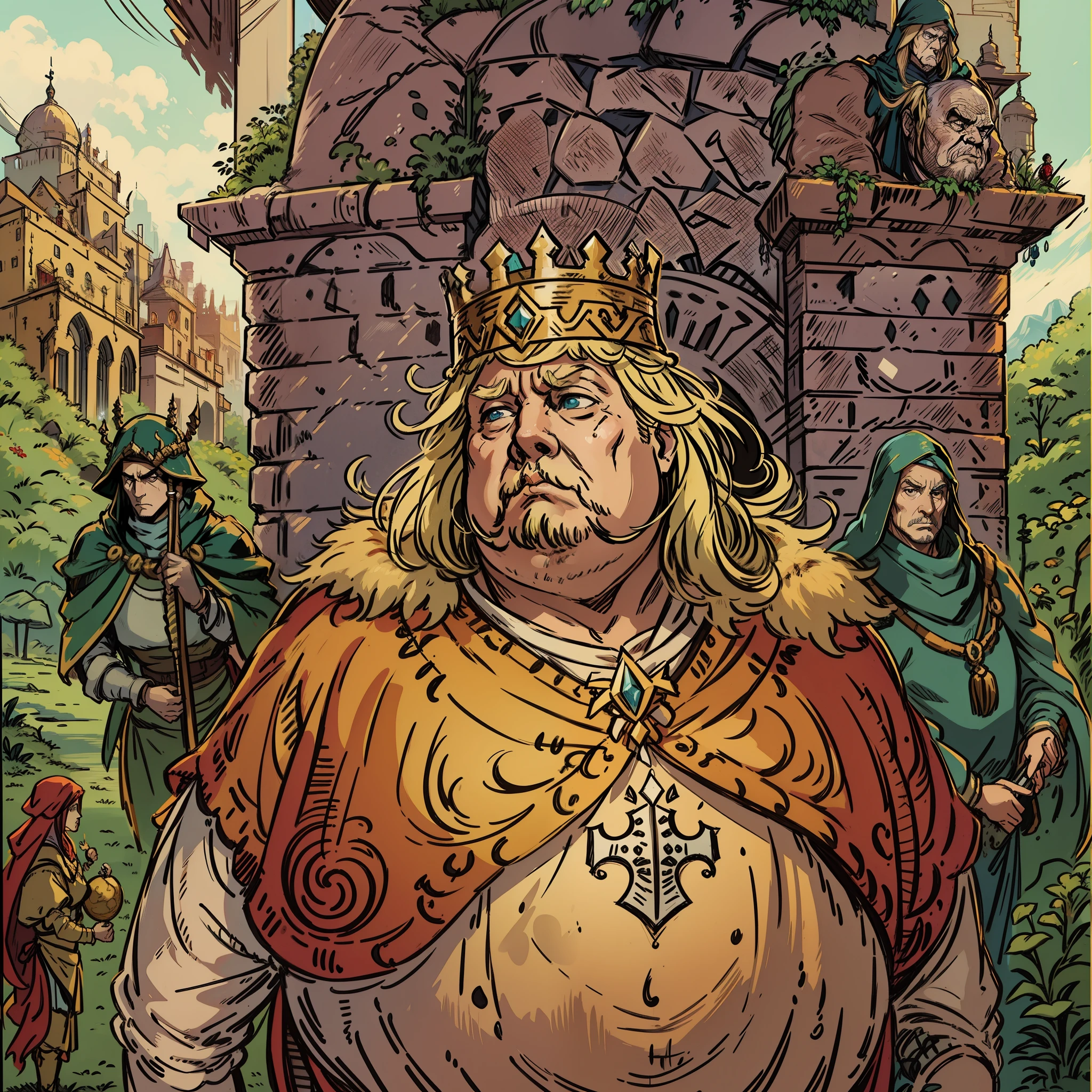 Trump look a like, fat lord, castelo, Personagem de RPG, fantasia medieval, fechar retrato, deserto