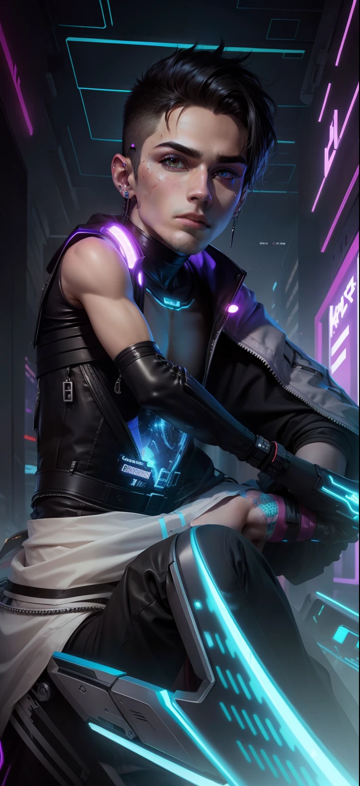 Change background cyberpunk handsome boy