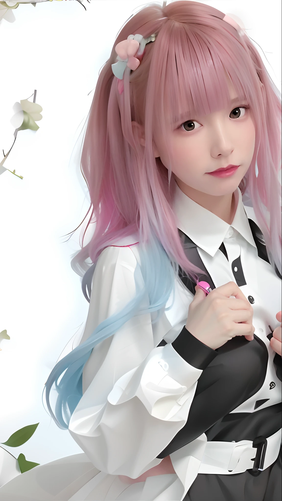 A woman with pink hair and a white shirt and a black skirt, Guviz-style artwork, made with anime painter studio, render of april, Guviz, inspired by Yanjun Cheng, photorealistic anime girl rendering, Guweiz in Pixiv ArtStation, render of a cute 3d anime girl, trending on cgstation