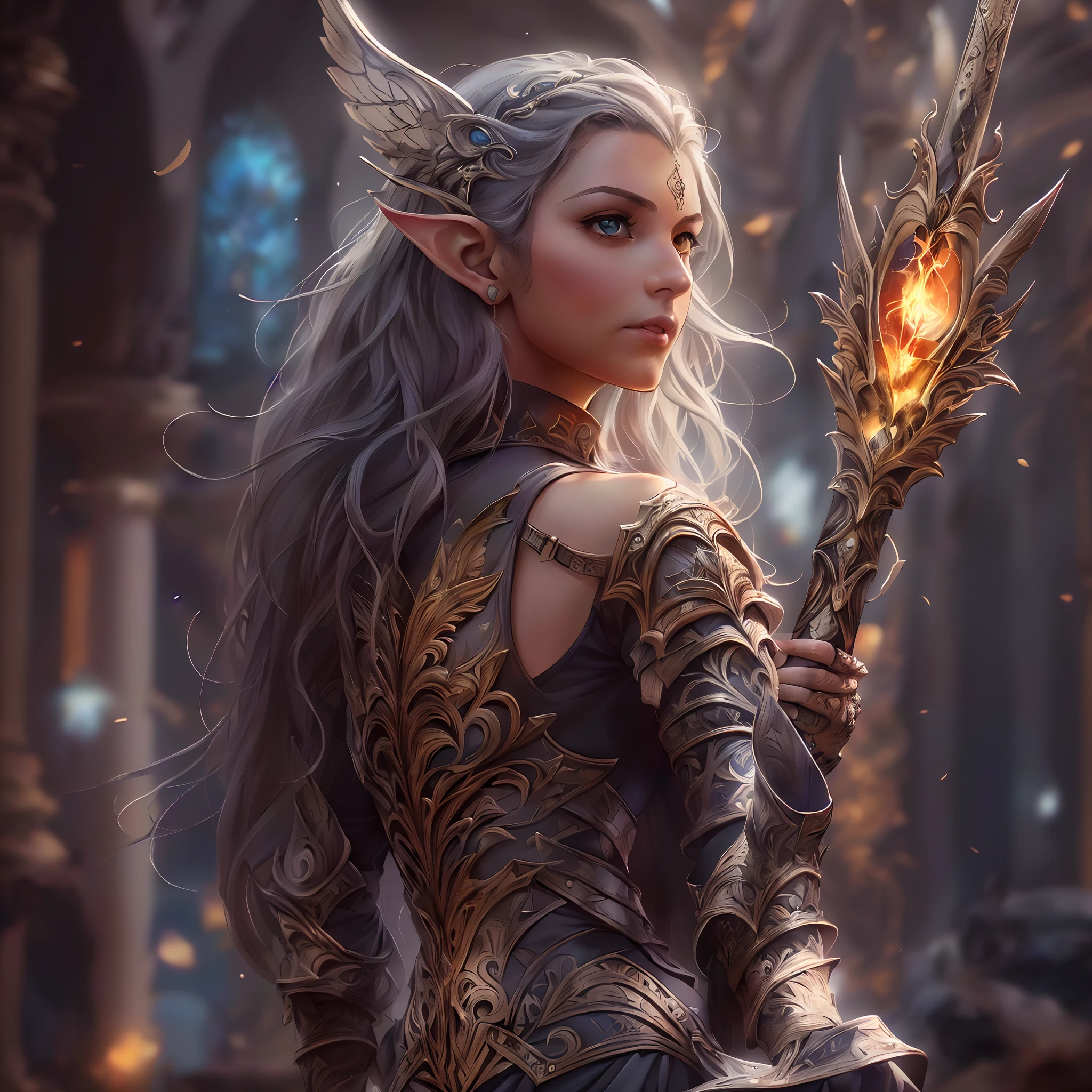 high details, best quality, 8k, [ultra detailed], masterpiece, best quality, (extremely detailed), dynamic angle, ultra wide shot, photorealistic, fantasy art, dnd art, rpg art, realistic art, a wide angle picture of an epic female elf, full body, [[anatomically correct]] full body (intricate details, Masterpiece, best quality: 1.6) casting a spell (intricate details, Masterpiece, best quality: 1.5), casting an epic spell, [colorful magical sigils in the air],[ colorful arcane markings floating] (intricate details, Masterpiece, best quality: 1.6) holding an [epic magical sword] (intricate details, Masterpiece, best quality: 1.6) holding epic [magical sword glowing in red light] (intricate details, Masterpiece, best quality: 1.6). in fantasy urban street ( (intricate details, Masterpiece, best quality: 1.6), a female, beautiful epic female elf, wearing elven leather armor (intricate details, Masterpiece, best quality: 1.3), high heeled leather boots, ultra detailed face (intricate details, Masterpiece, best quality: 1.6), small pointed ears, thick hair, long hair, dynamic hair, fair skin intense eyes, fantasy city background (intricate details, Masterpiece, best quality: 1.6), sun light, backlight, depth of field (intricate details, Masterpiece, best quality: 1.3), high details, best quality, highres, ultra wide angle