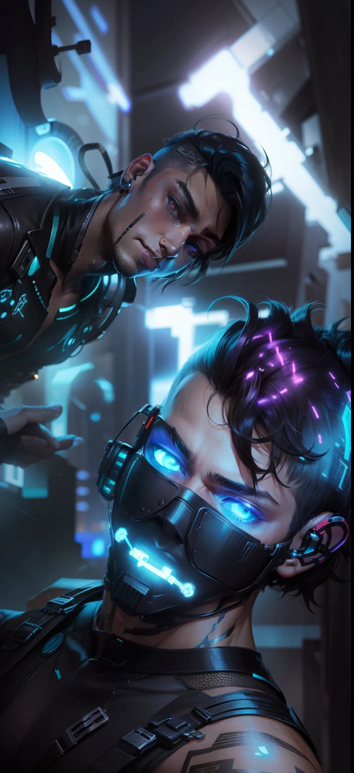 Change background cyberpunk handsome boy