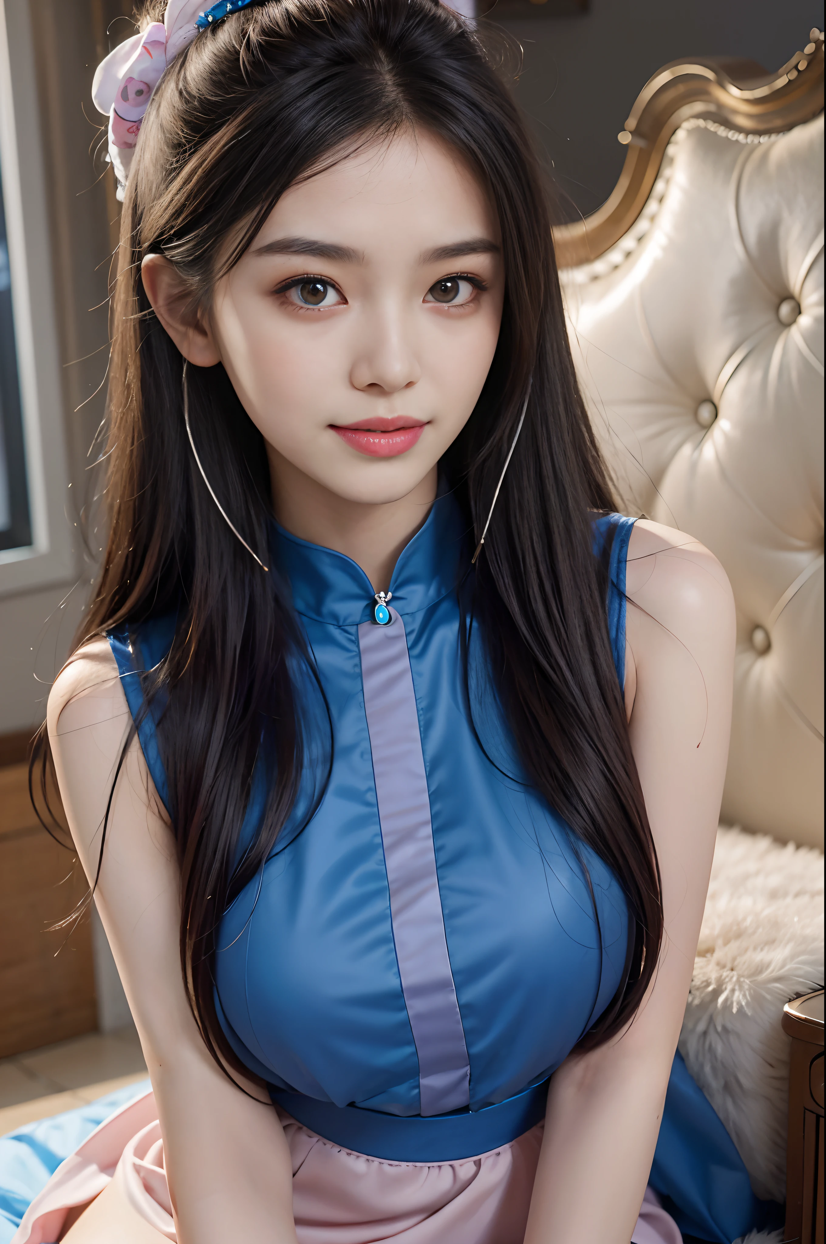 araffe asian woman in blue dress sitting on a bed, in a blue qipao, gorgeous chinese model, wearing a blue qipao dress, chinese girl, trending at cgstation, gorgeous young korean woman, with acient chinese clothes, beautiful south korean woman, korean girl, cheongsam, beautiful asian girl, asian girl with long hair, masterpiece, superdeformed, (((full body:1.3))), ultra high res, RAW photo, masterpiece, ultra detailed, 8k, full detailed hair, highres, best quality, ultra high res, ultra detailed face and eyes, (((photorealistic:1.4))), looking at viewer, (((smiling:1.2))), cute, (((large breast:1.7))), (((ray tracing:1.4))), ((((long legs:1.4)))), Best quality , masterpiece, large hip, Fully facial detailed, beautiful, ((very detailed of hair )) , (((:1.2))), thin lips, big eyes, highres, seducing, blue eyes , slim waist, 8k:1.2, 16k:1.2, highres,
karol bak uhd, inspired by hajime sorayama,