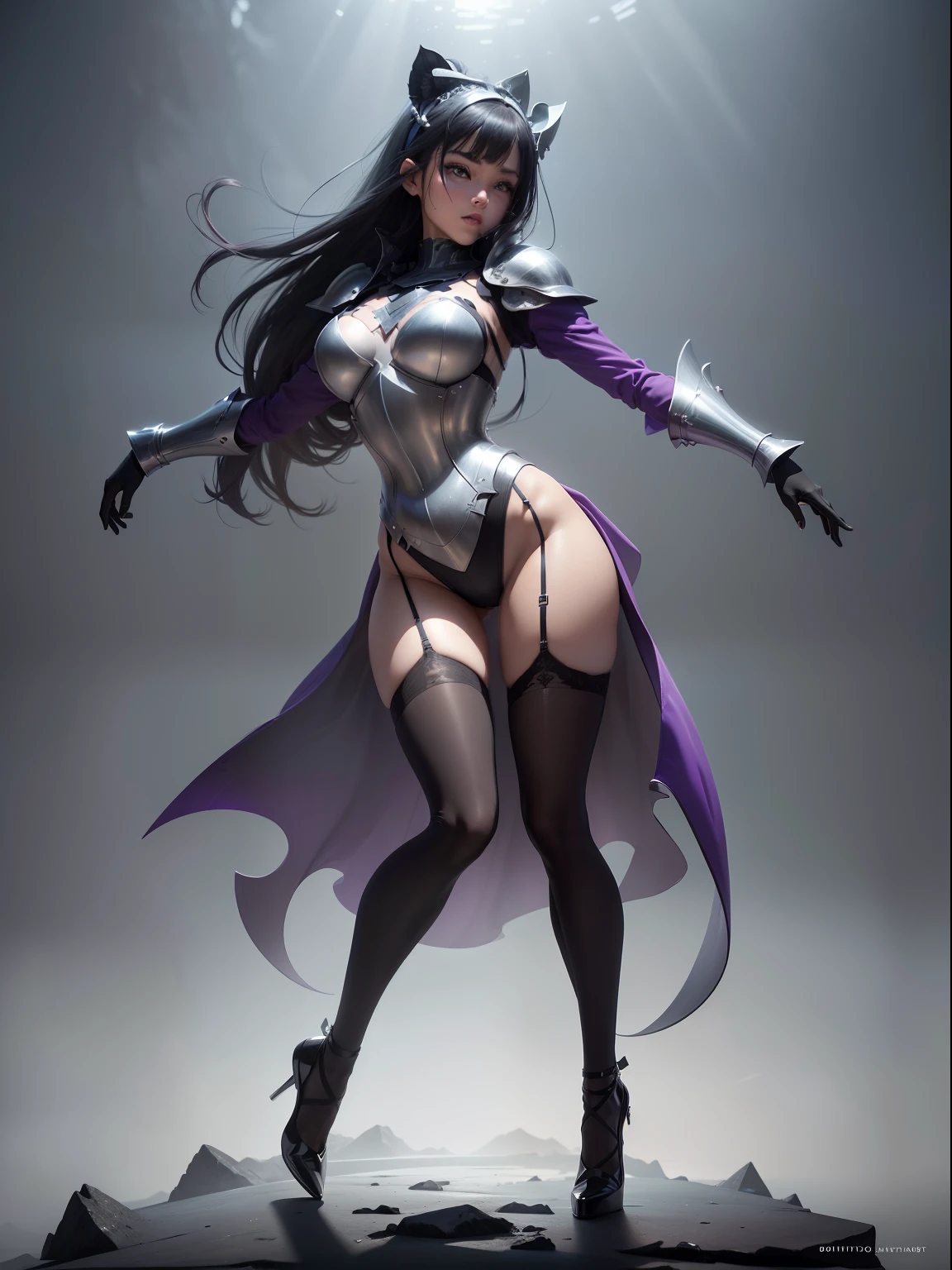 Splitting characters is prohibited,(Full body shot:2),(1girll:1.5), Must show your face, (anatomy correct:1.3), (Dance on top of a mountain:1.2),The breath of nature, (knights armor:1.5),(Polished pointed toe heels:1.2),(lacepantyhose:2), Keep your feet off the ground,(In pink|amarelo|blue colors|green color|red colour|white colors|black in color|purpleish color|greys|Beige|Flesh-colored),(Accurate and perfect face:1.3),(Skin reflection:2),(gloss on the skin:2),A shallow laugh, Complex and diverse backgrounds,Strangling effect,hyper HD, Ray traching, reflective light,structurally correct, Award-Awarded, high detal, lightand shade contrast, Face lighting,cinmatic lighting, tmasterpiece, super detailing, high high quality, high detal, best qualityer, 16k