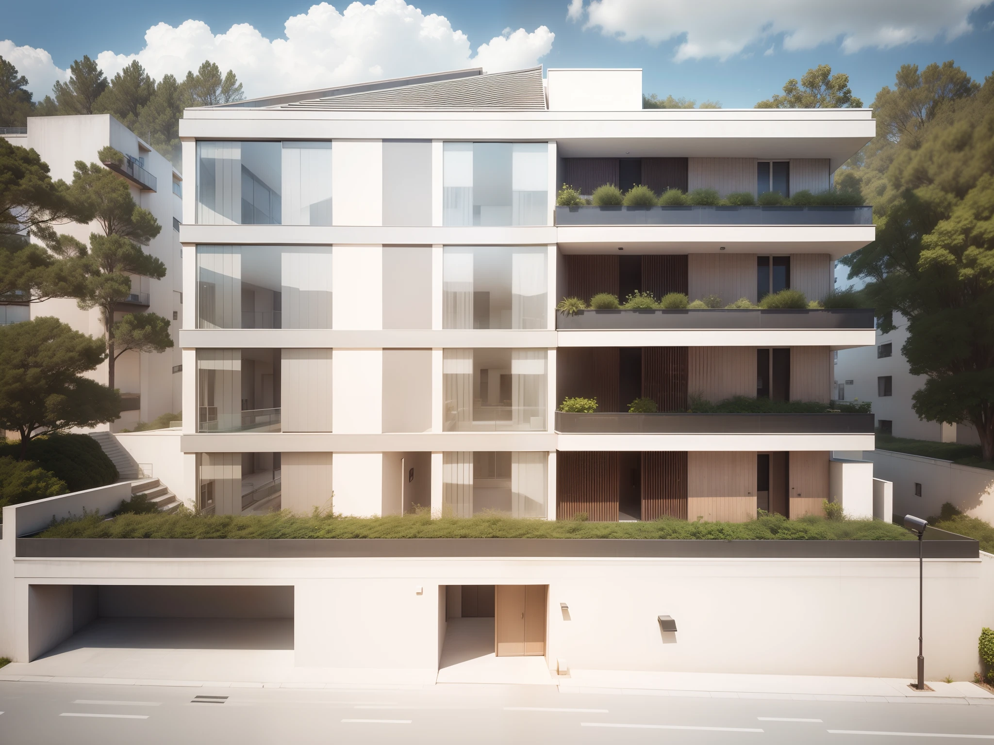 Make symmetry of the building with balconies in the contour