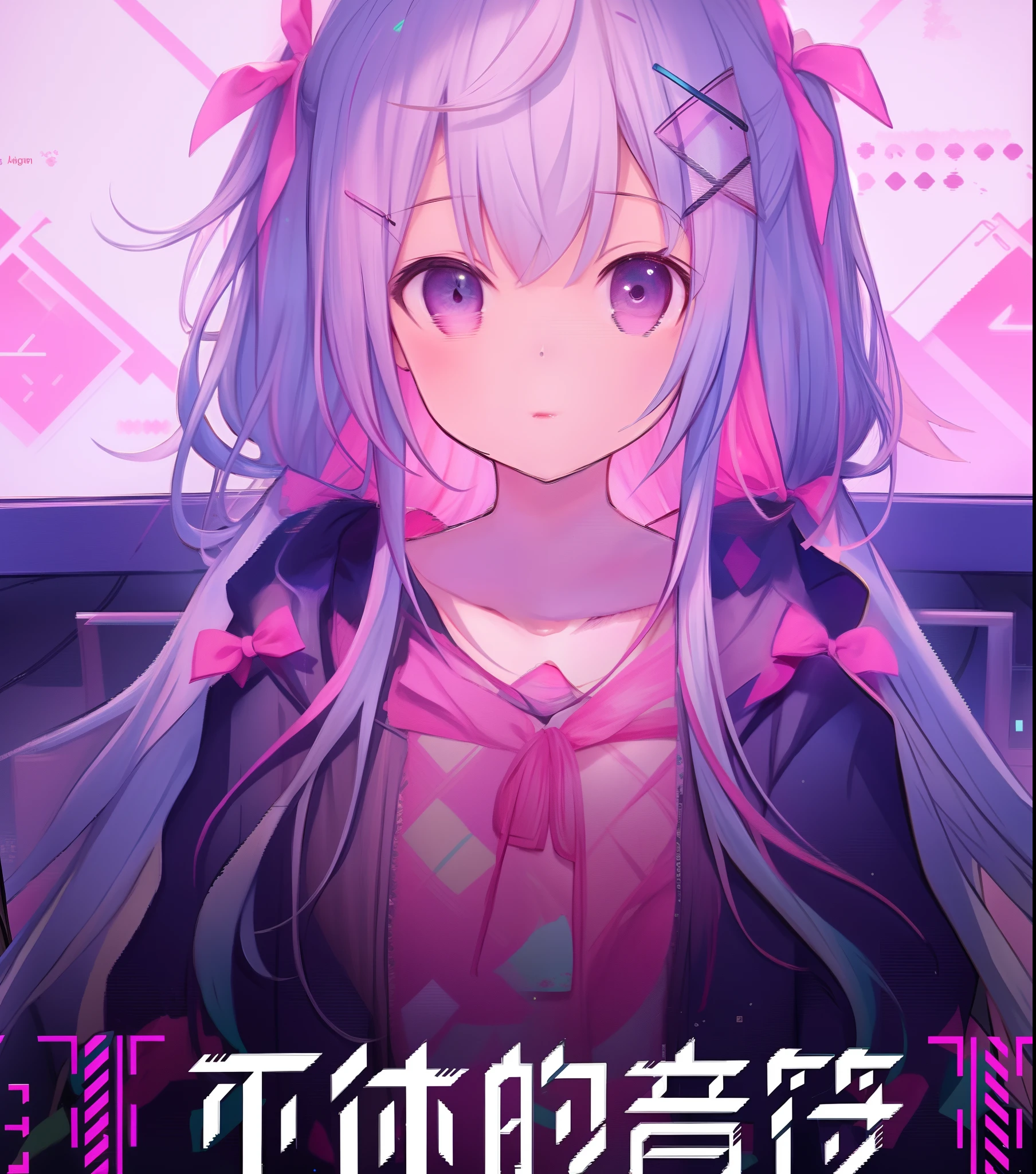 anime girl with long hair and pink dress with pink bow, anime cover, guweiz, nightcore, by Shitao, trending on cgstation, Middle metaverse, light novel cover art, visual novel cg, vocaloid, trending at cgstation, anime moe artstyle, ahegao, artwork in the style of guweiz