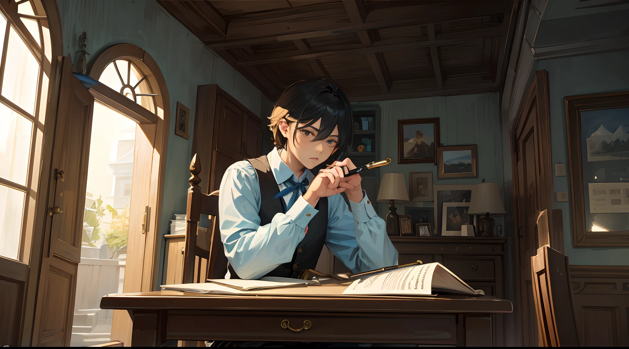 The Lynn boy sat at a shabby table,Hold the quill pen,In a diary, He wrote down the rules of his life in this other world