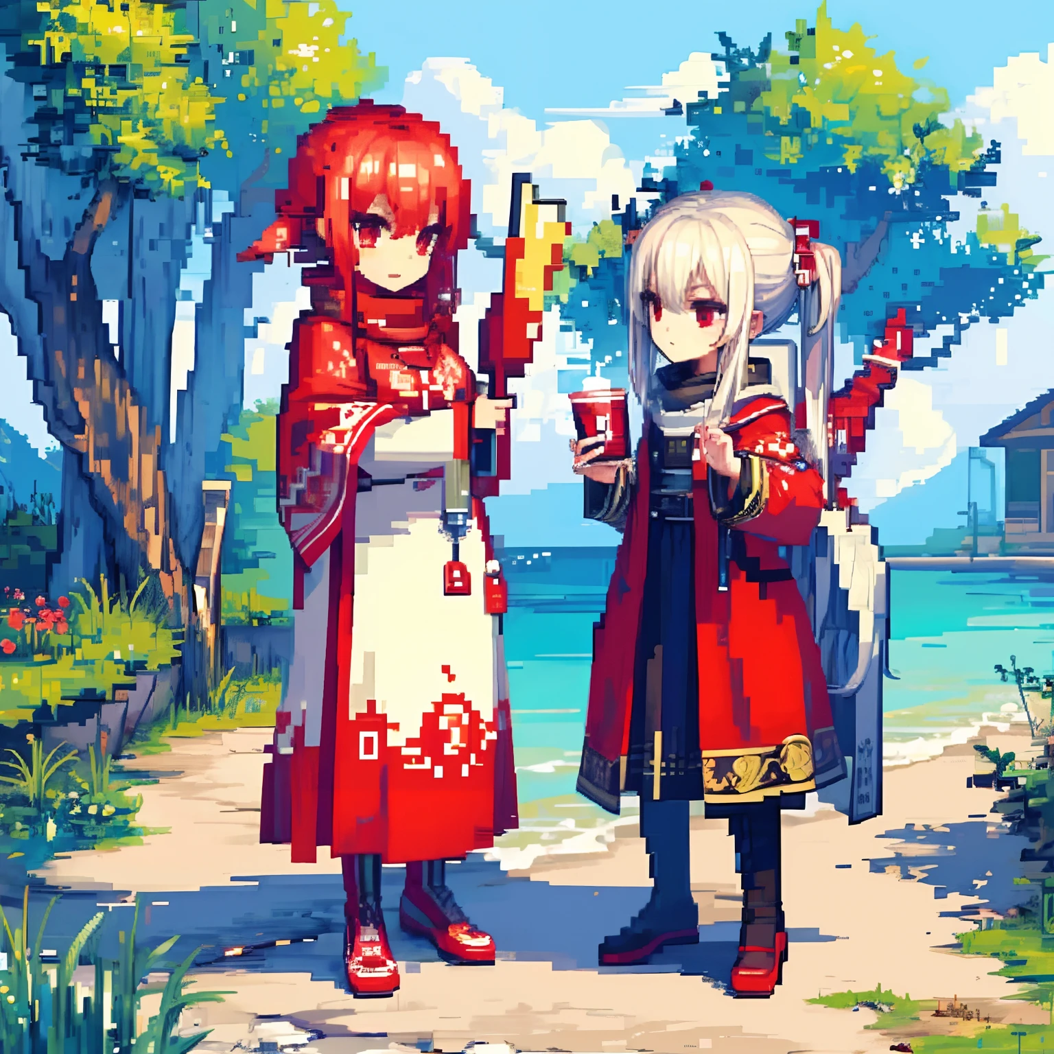 (masterpiece), (best quality),
 1girls,lazy act, pixel art