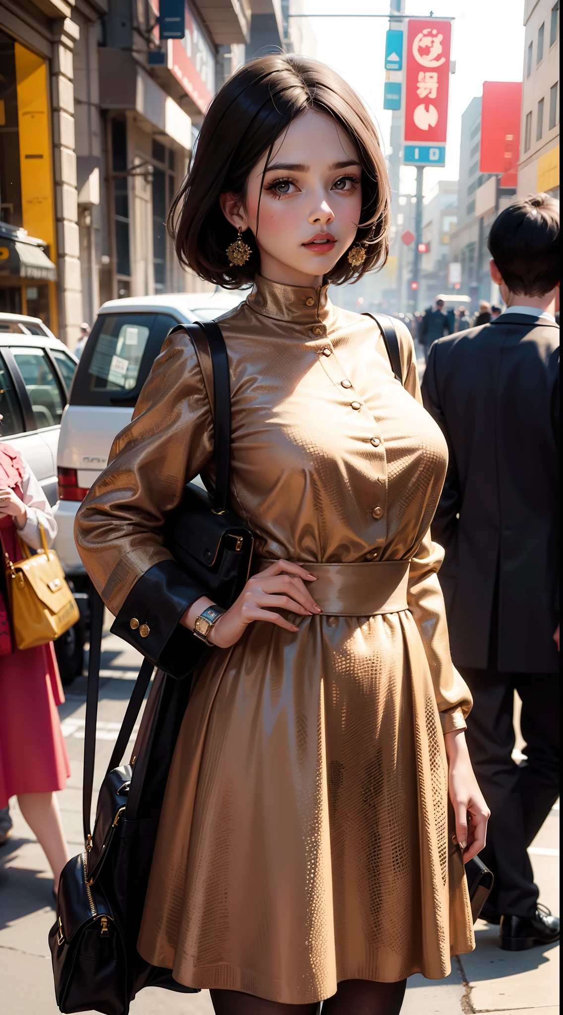 Beautiful woman in intricate Retro Vintage Mod Outfit