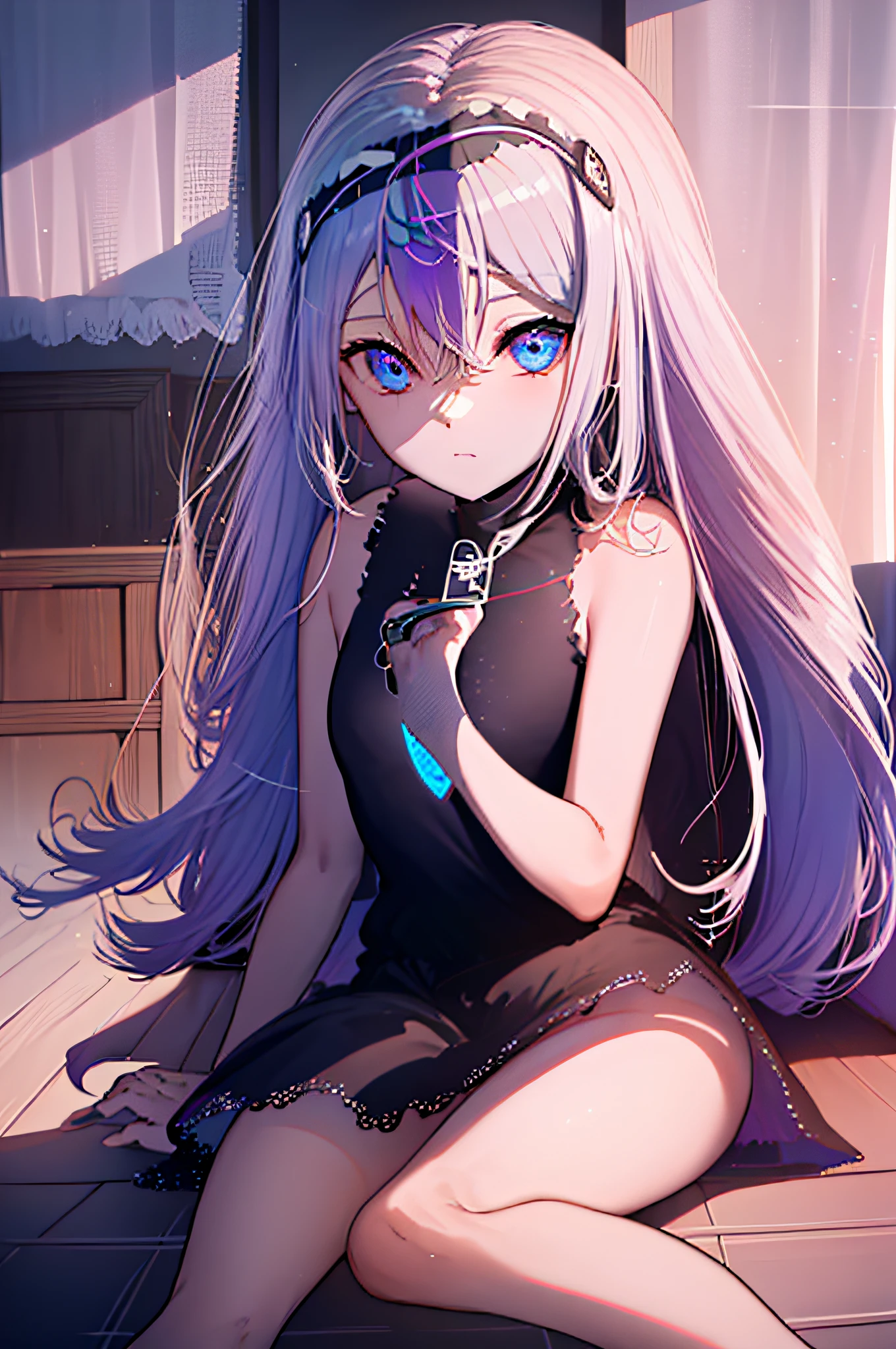 (((((obra-prima))))), (((((melhor qualidade))))), ((((High)))), ((((1Kei)))), ((((((Ultra-detailed blue hands and eyes)))))), ((((1girl)))), ((Formoso)), ((((((((((meias longas para mulheres negras)))))))))), ((((((((((She's sitting on a wooden chair inside a room)))))))))), ((((((((((Sorriso feminino e cativante)))))))))), (((((She's charismatic))))), (((cabelo longo))), ((((sozinha)))), ((((((Uma garota com cabelo grisalho longo e olhos azuis)))))), (((fita))), (((franja))), (((鎖骨))), ((((cabelo grisalho)))), (((faixa de cabelo preta))), (((neck ribbon))), (((cabelo entre os olhos))), ((((middlebreasts)))), ((((There is only one person)))), ((((adolescente de 15 anos)))), ((((((uniforme escolar feminino camisa branca jaqueta preta jaqueta aberta saia preta longa e meias pretas longas)))))), ((((((corpo completo anatomicamente correto)))))), ((((((((((pernas femininas normais cruzadas completas e detalhadas com meias femininas pretas longas)))))))))), ((usa sapatos pretos)), ((Detailed full scenario)), ((mystery)), ((Tempo tenso)), Postura equilibrada, blush sutil |, Pingente de cristal BREAK golden hour, (Rim lighting): 1.2, tons quentes, Brilho solar, sombras suaves, cores vibrantes, painterly effect, dreamy atmosphere BREAK scenic lake, salgueiro, reflection, nuvens iluminadas pelo sol, Tranquil setting, idyllic sunset, Ultra Detalhado, Arte Oficial, Unity 8k papel de parede, Zentangle, mandala, ((((((((((Escreva como titulo Focos de vida perfeitamente))))))))))