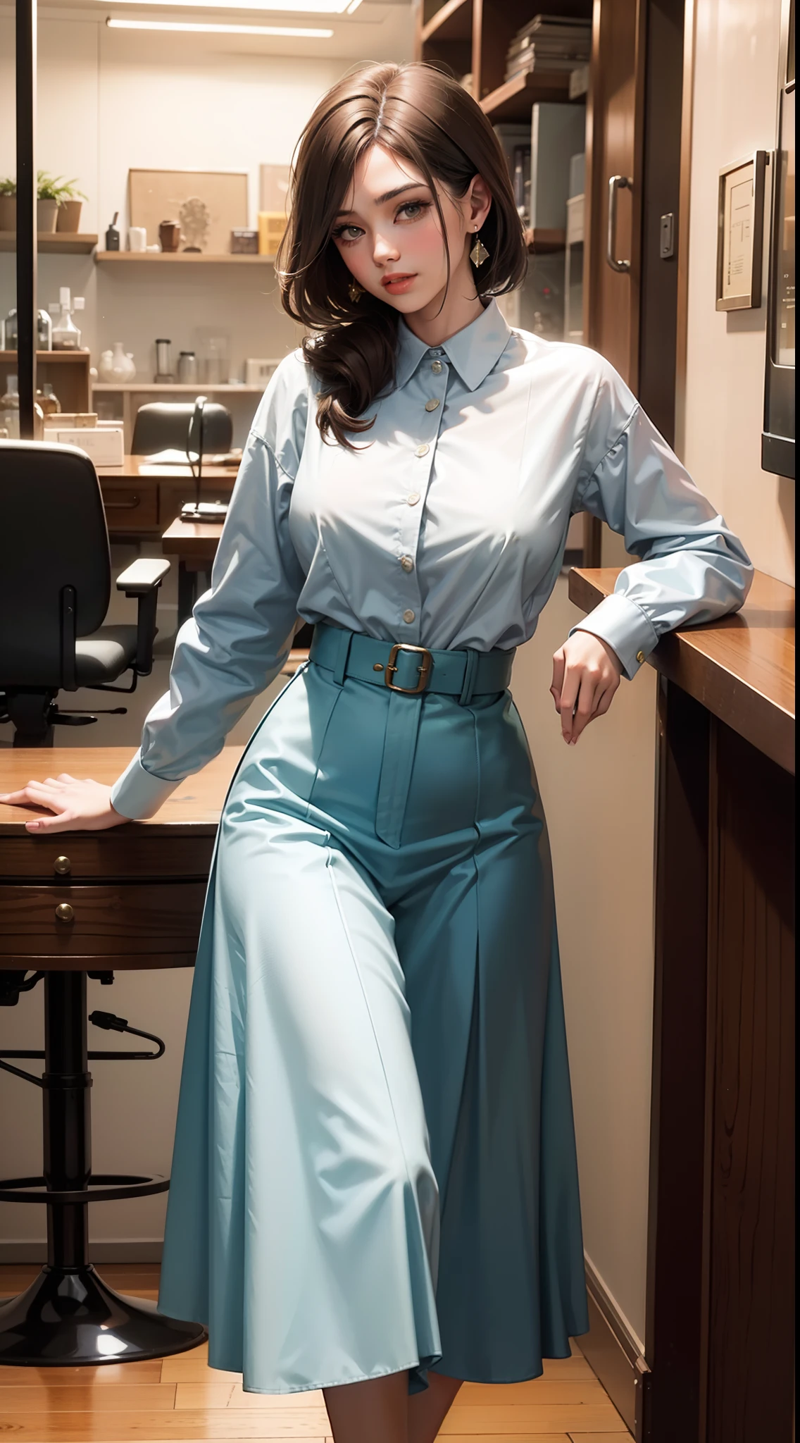 Beautiful woman in intricate Classic Vintage American Workwear Outfit