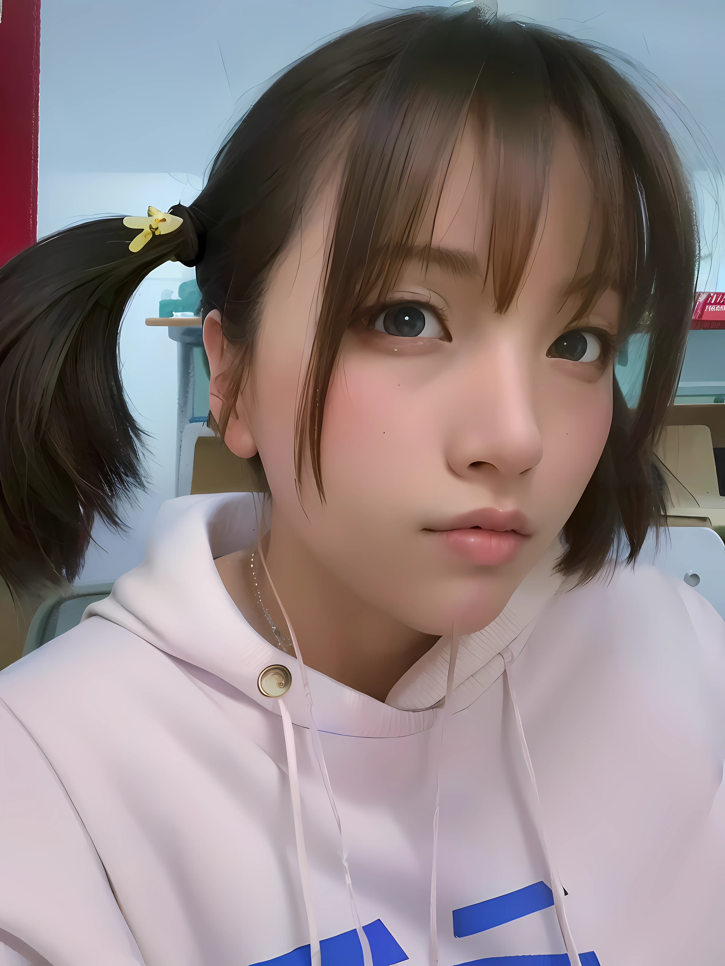masterpiece, best quality, super detailed, illustration, colorful, falt color, depth of field, lens flare, 1girl, anime, sitting, brunette, looking at viewer, school, classroom, pleated miniskirt, school uniform, serafuku, black Pantyhose, detailed skin texture, detailed cloth texture, beautiful and detailed face,