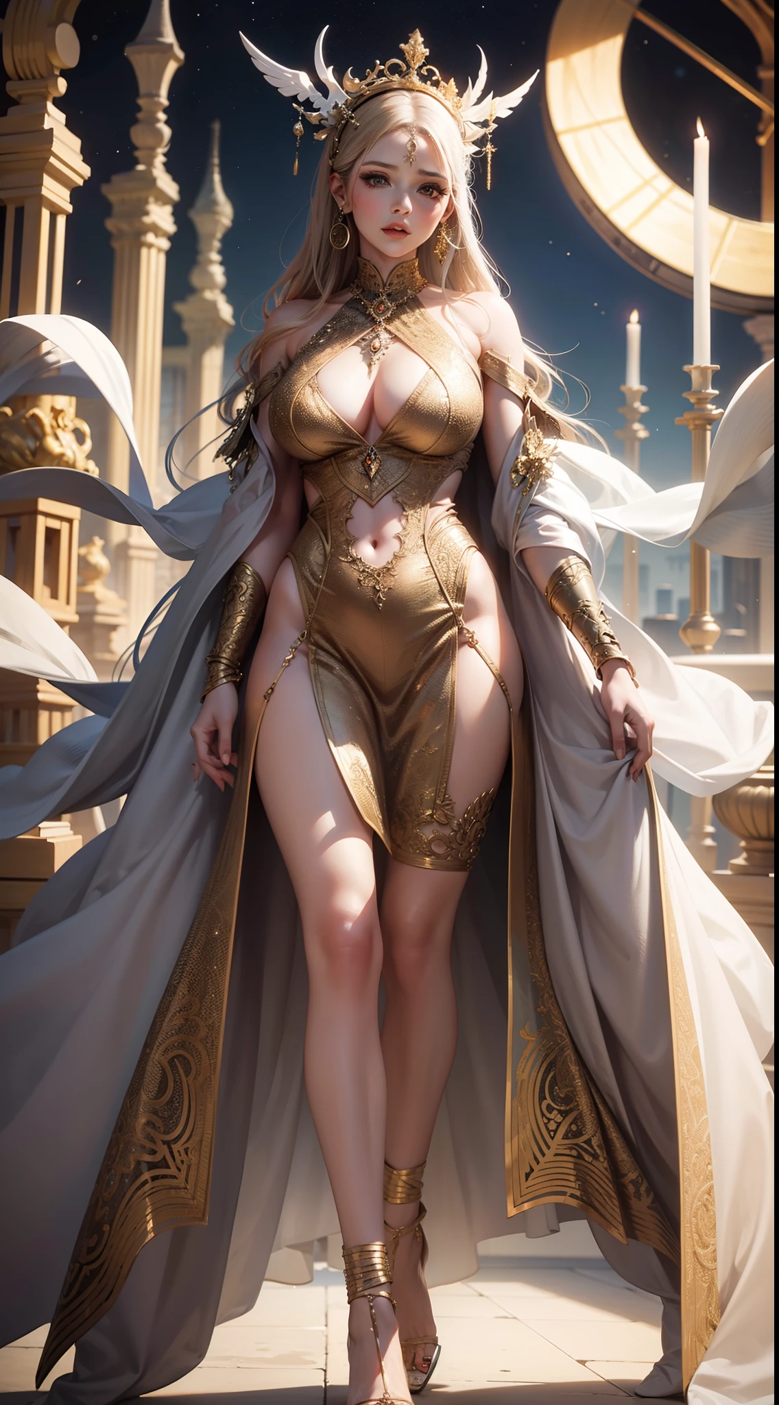 Beautiful woman in intricate Avant-Garde and Sculptural Outfit