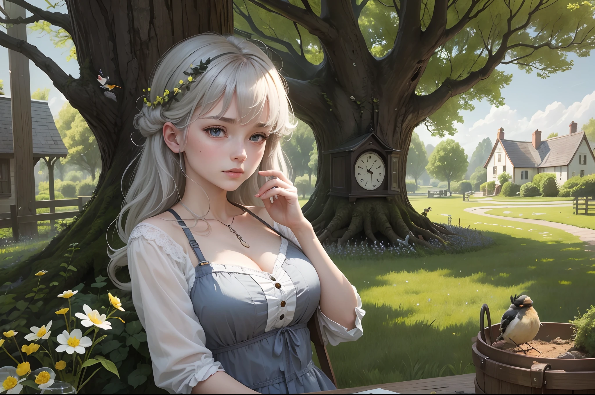 The clock-a-clay is creeping on the open bloom of May,
The merry bee is trampling the pinky threads all day,
And the chaffinch it is brooding on its grey mossy nest
In the whitethorn bush where I will lean upon my lover's breast** --auto
