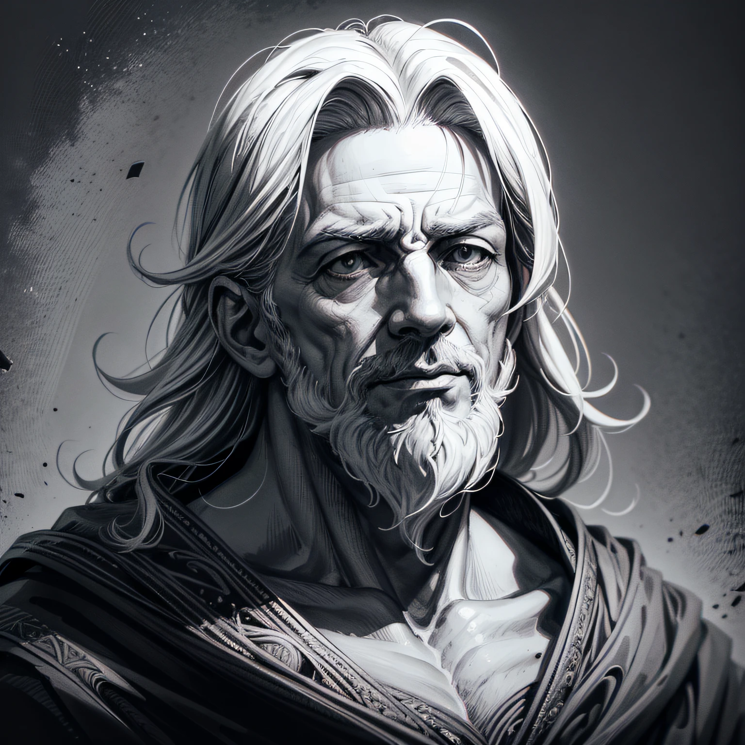 a black and white drawing philosopher Epictetus, Epic portrait illustration, retrato de arte de linha, arte vetorial em preto e branco, sketching style, arte de linha limpa, Detailed illustration portrait, desenho de estilo vetorial, Portrait Illustration, comic drawing style, estilo de arte vetorial, estilo de desenho bonito, estilo de desenho, desenho de tinta vetorial, Character portrait of wise philosopher man